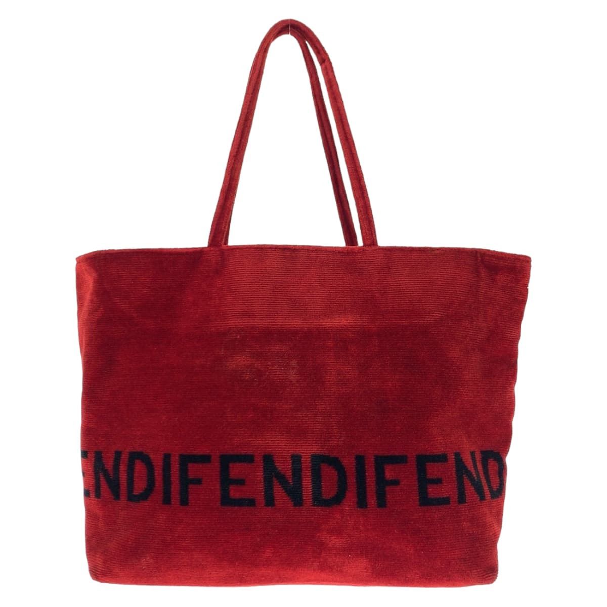 Fendi Fendi Fendi Vintage Red Corduroy Tote Bag 405454 Canvas Tote Bag 405454 in Very Good Condition Size ONE SIZE - 1 Thumbnail