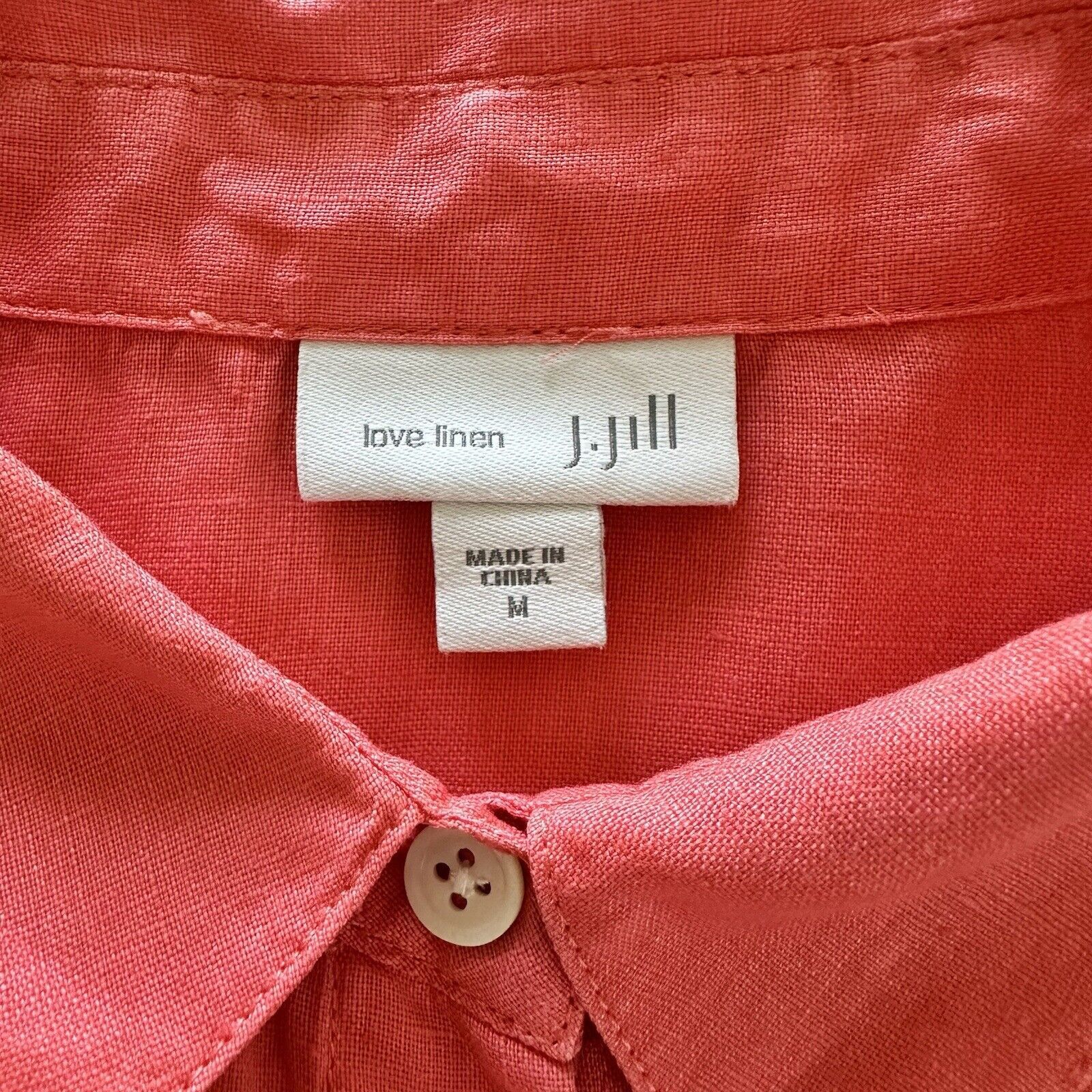 J. Jill J.Jill Women Linen Essential Shirt Button Down Coral Size M Size M / US 6-8 / IT 42-44 - 10 Thumbnail