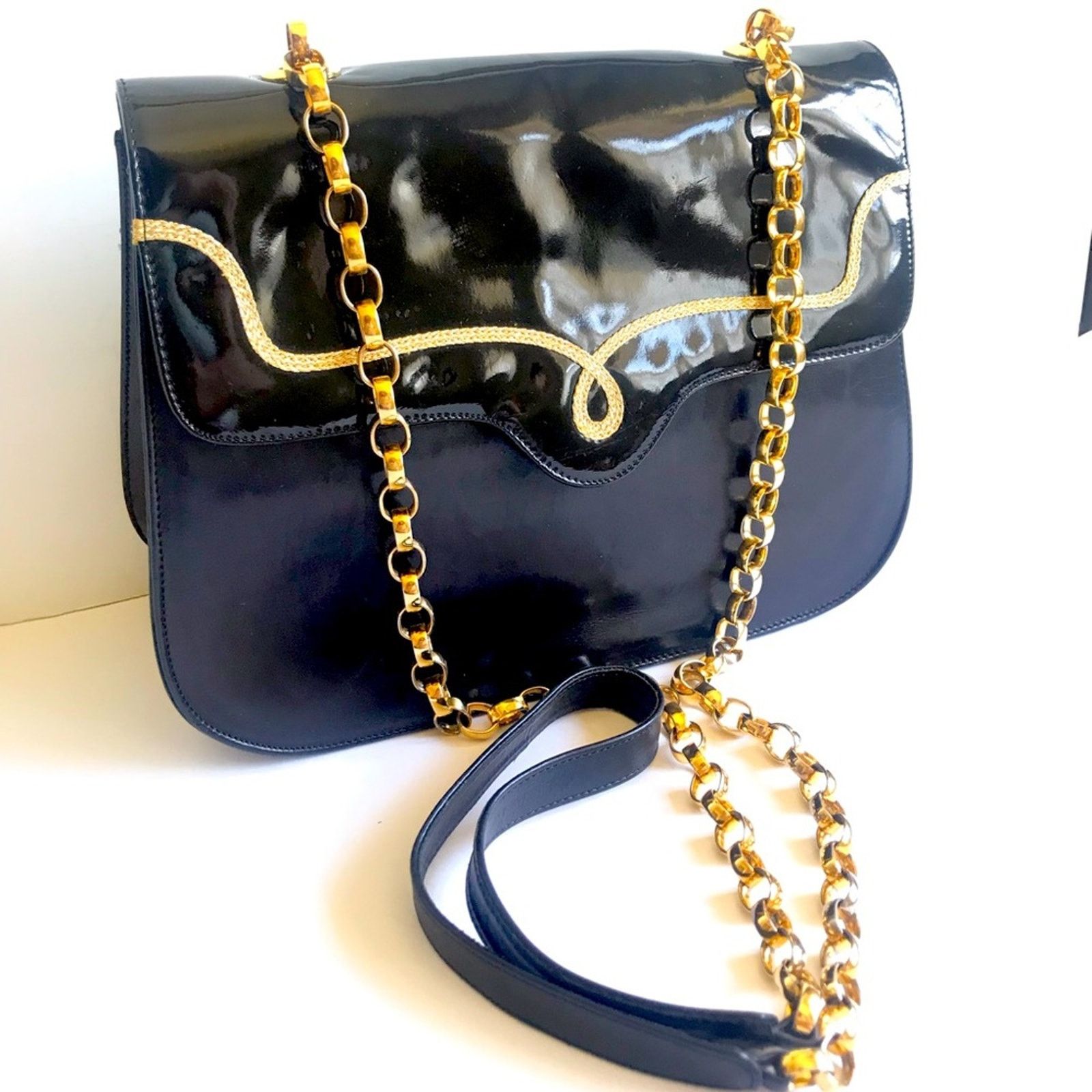 Bally BALLY Chain Flap Shoulder Crossbody Bag ⭐️ Patent Leather Size ONE SIZE - 1 Thumbnail