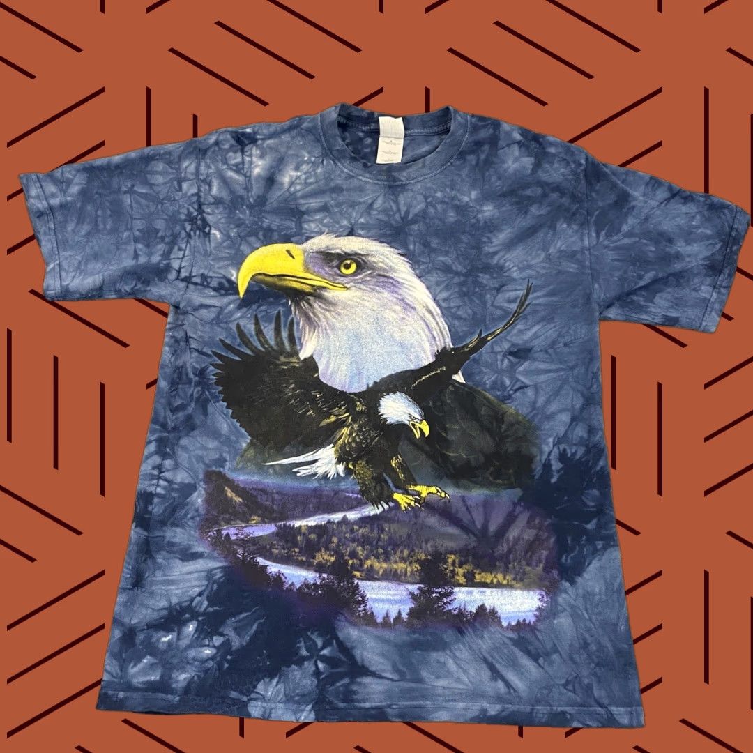 Gildan Gildan Eagle Shirt Men Large Blue Mountain Nature Animal Graphic Tee S/S Size US L / EU 52-54 / 3 - 1 Thumbnail