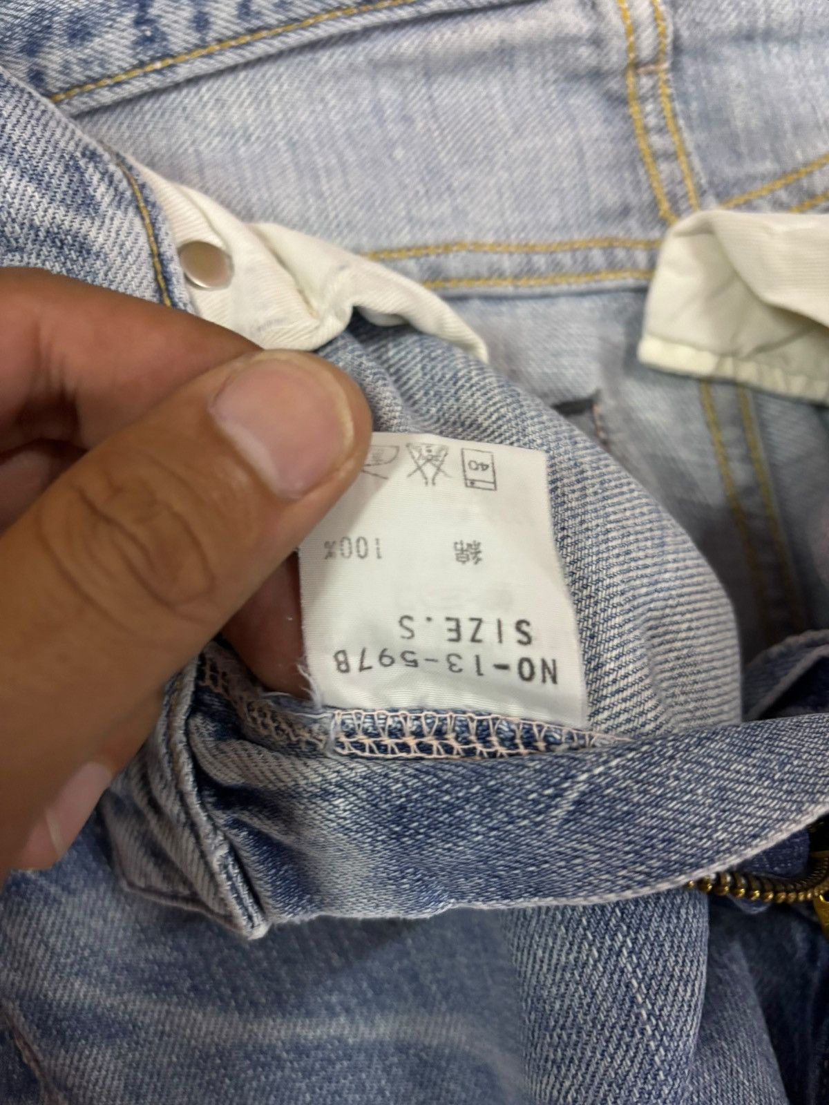 OMNIGOD Vtg D.M.G Spellbound Japan Honeycomb Faded Distress Jeans Size US 28 / EU 44 - 7 Thumbnail