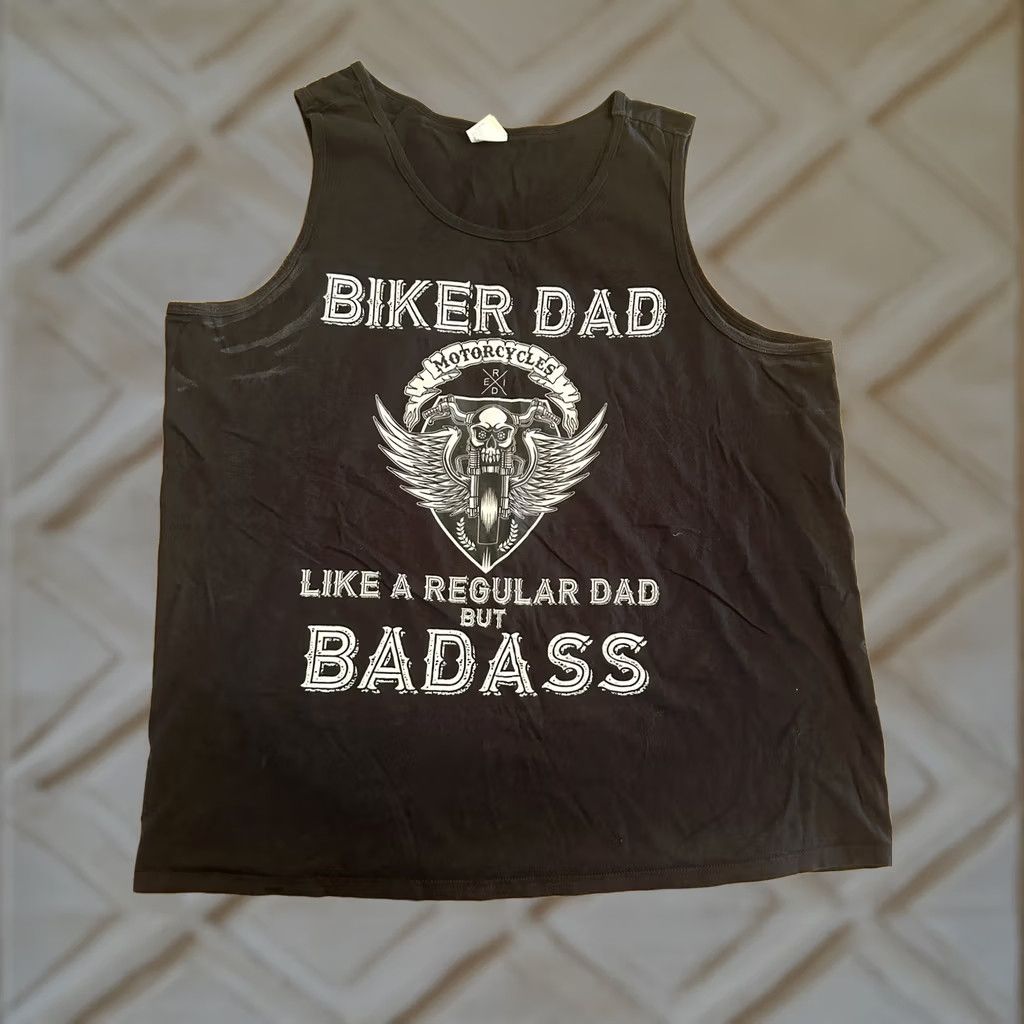 Vintage DAY Biker Tank Top Men’s 2XL Motorcycle Black T-Shirt Shirt Adult Regular Black Mens Biker Dad Like A Regular Dad But Bada76074 90s? Size US XXL / EU 58 / 5 - 1 Thumbnail