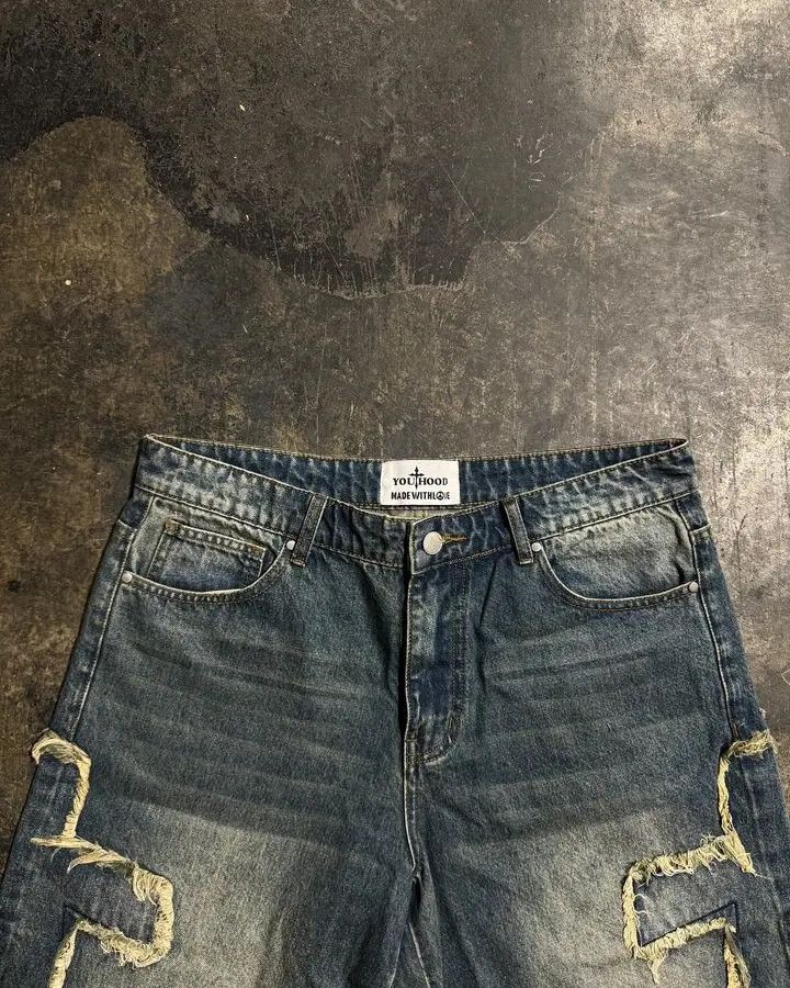 Japanese Brand × Vintage Cross Pattern Shortpants Denim Size US 31 - 3 Thumbnail