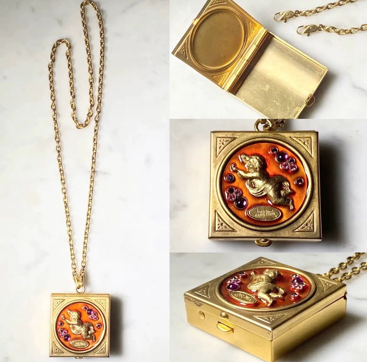 Jean Paul Gaultier Angel enamel necklace