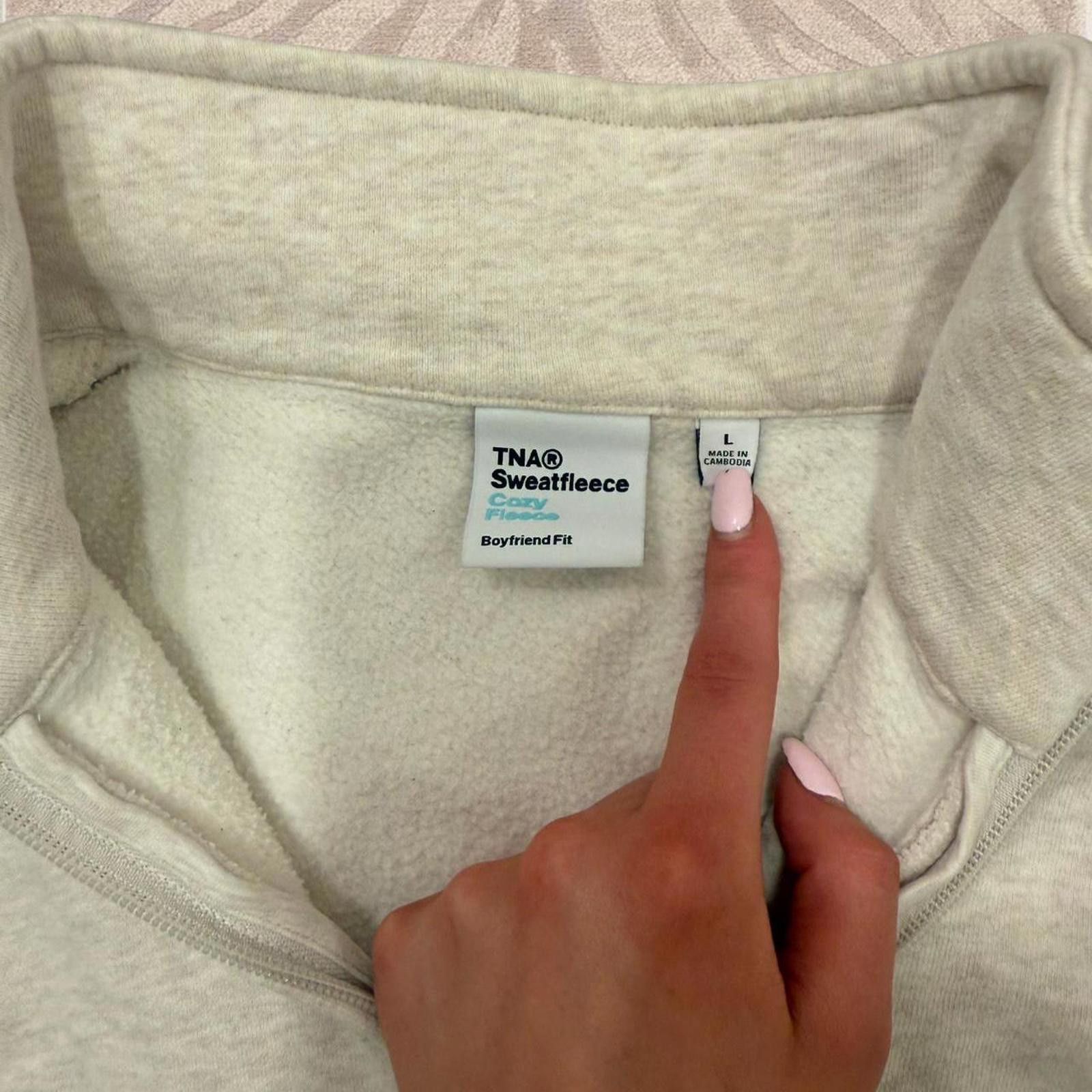 TNA ARITZIA Cream quarter zip sweatshirt from TNA Size L / US 10 / IT 46 - 7 Thumbnail