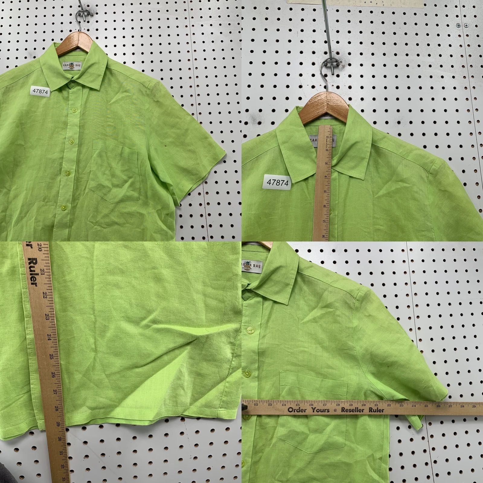 Vintage Kahuna Kahuna Bay Linen Button Shirt Mens M Lime Green Beach Washable Linen Shirt Size US M / EU 48-50 / 2 - 8 Thumbnail