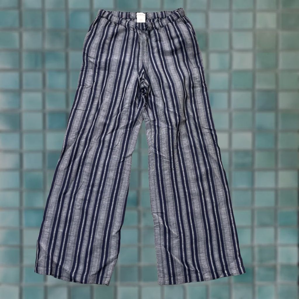 Merona Merona Pants Womens Small Gray Pinstripe Linen Wide-Leg Elastic Waist Drawstring Shorts Size 28" / US 6 / IT 42 - 1 Thumbnail
