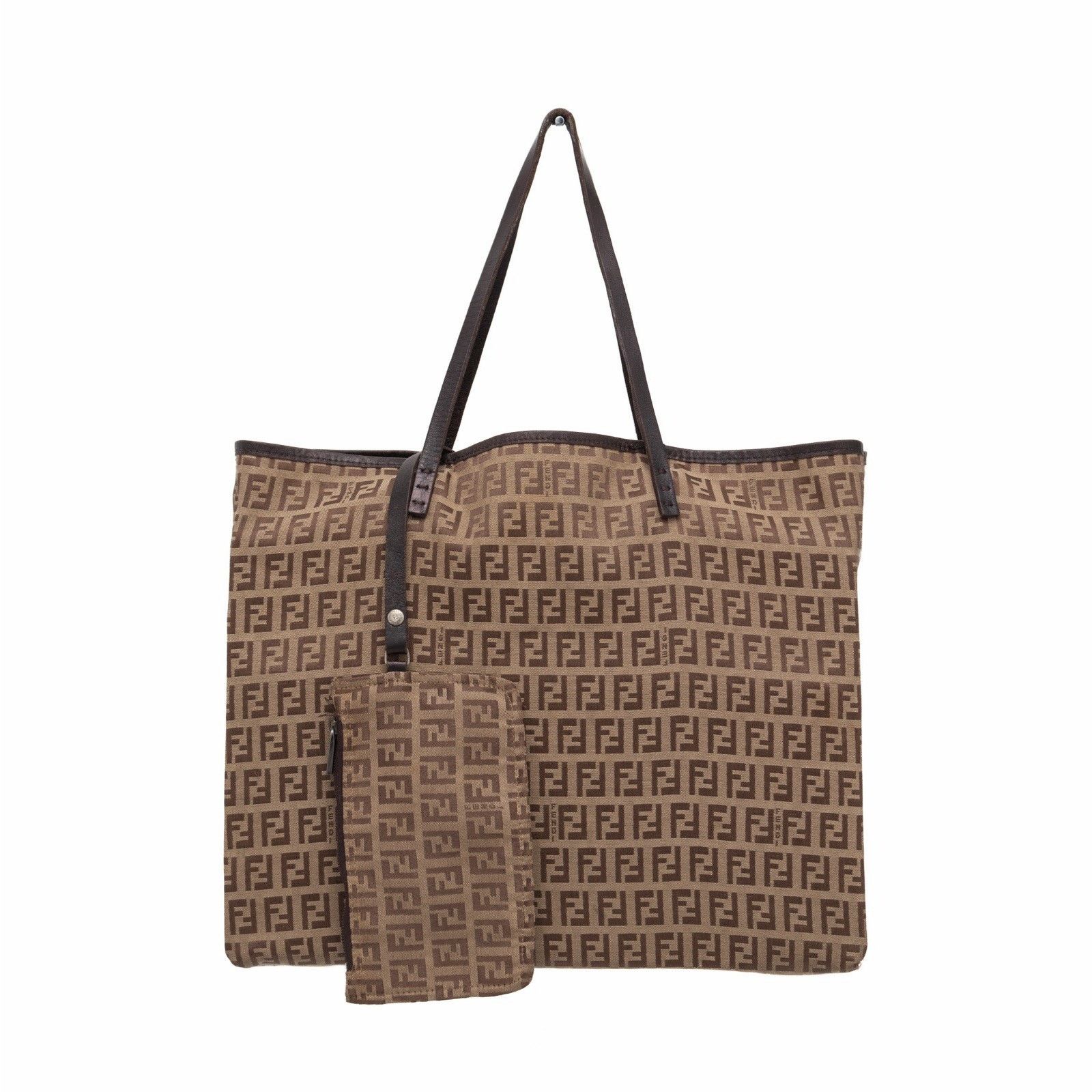 Fendi Fendi Zucchino Monogram Canvas Roll Open Top Tote Bag Brown Size ONE SIZE - 3 Thumbnail