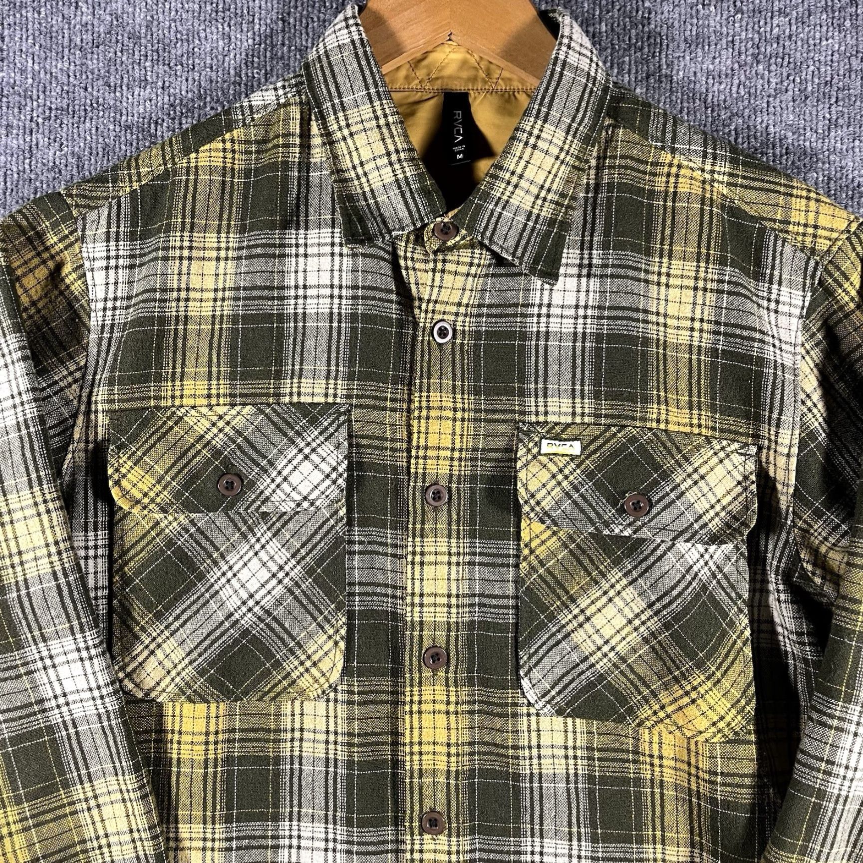 RVCA RVCA Flannel Shirt Mens Medium Wool Blend Heavy Button Up Shacket Skate Surf Size US M / EU 48-50 / 2 - 2 Thumbnail