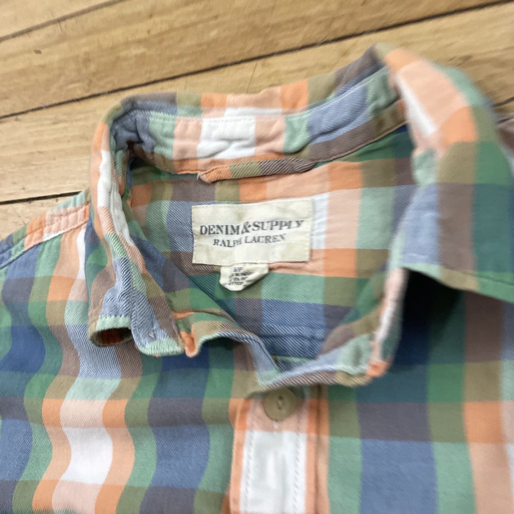 Ralph Lauren VINTAGE Ralph Lauren Denim & Supply Shirt Men S Y2k Bright Green Orange Plaid Madras Size US S / EU 44-46 / 1 - 3 Thumbnail