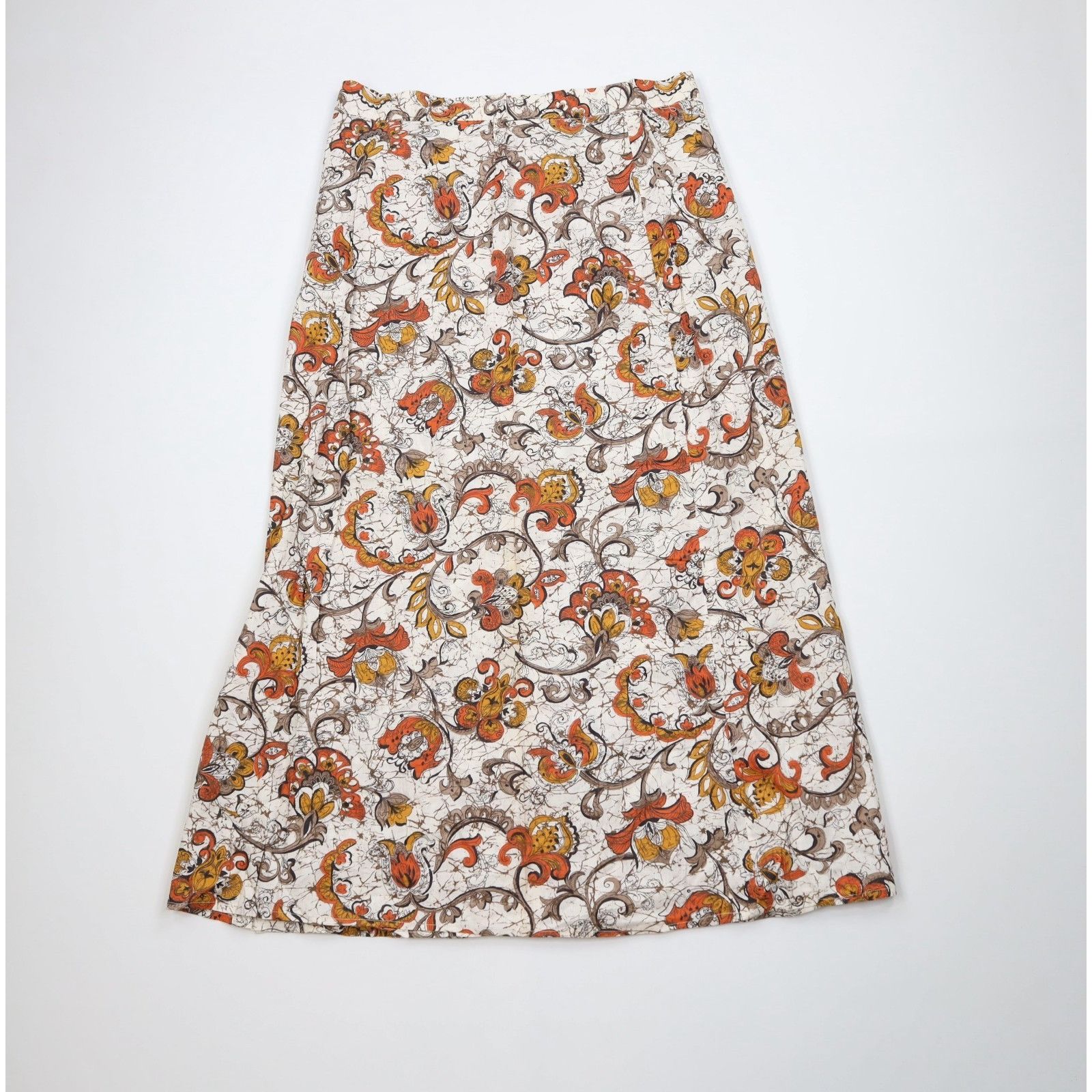 Vintage Vintage 60s 70s Barkcloth Bark Cloth Paisley Flower Skirt Size 25" / US 0 / IT 36 - 7 Thumbnail