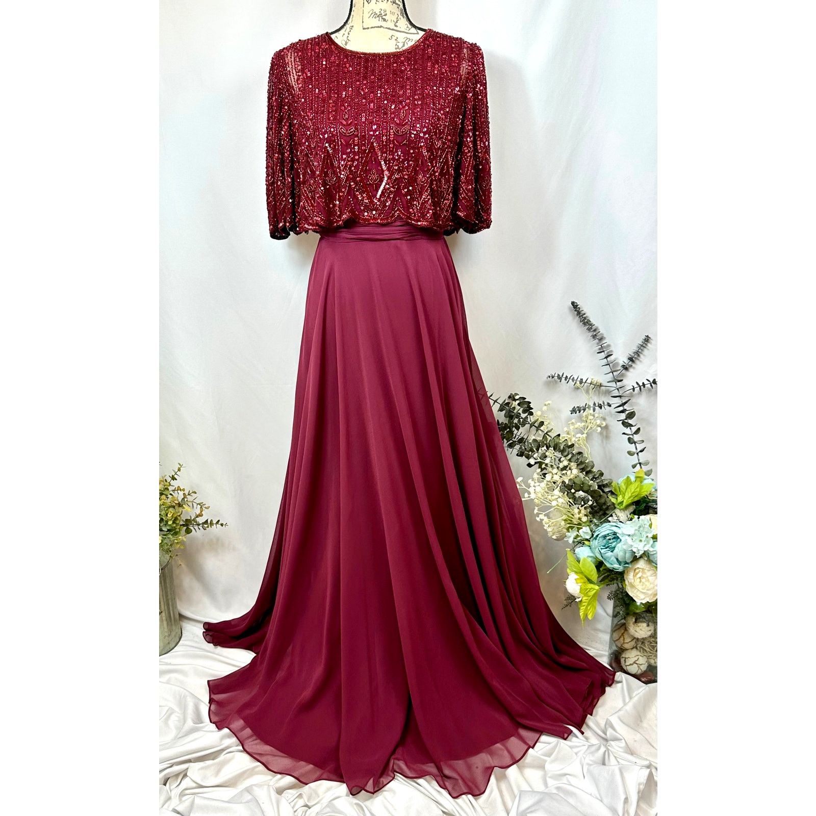 Other Mac Duggal Beaded Overlay A-Line Sequin Gown Aubergine 6 Size M / US 6-8 / IT 42-44 - 11 Thumbnail