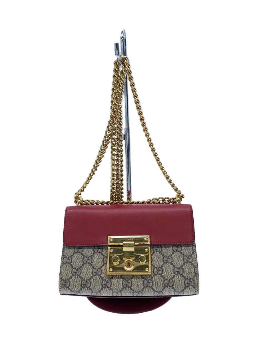image of Gucci Small Chain Shoulder Bag Padlock GG Beige, Women's
