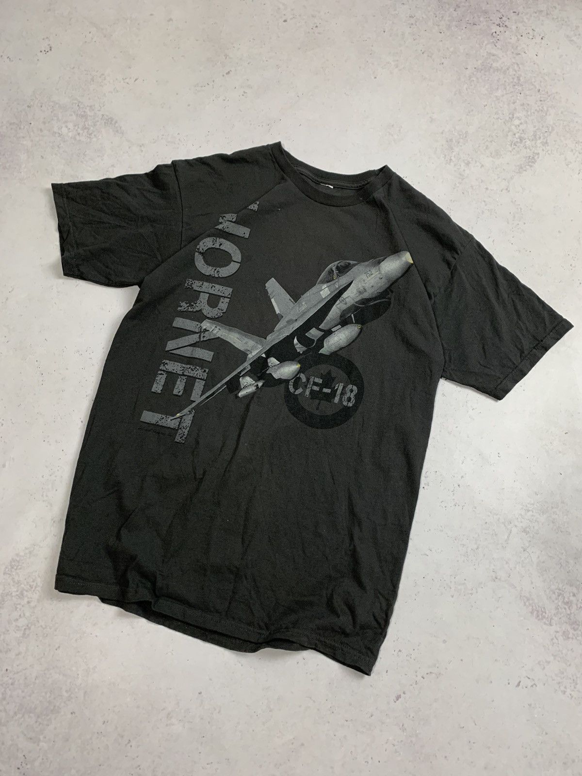 Vintage Hornet CF-18 USA MA-1 Plane Boxy T-shirt L Y2K
