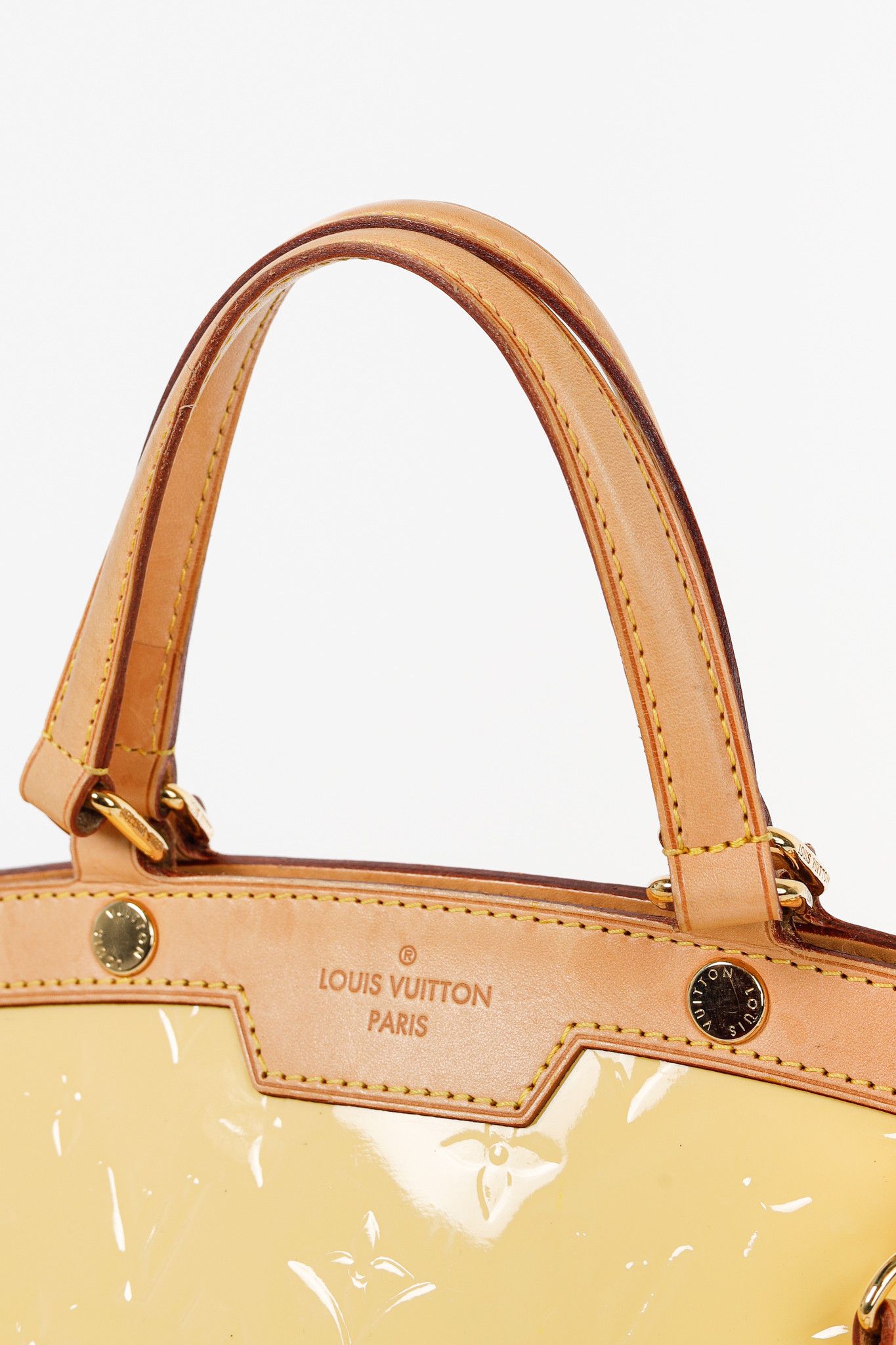 Louis Vuitton Brea MM Yellow Monogram Vernis Leather Tote