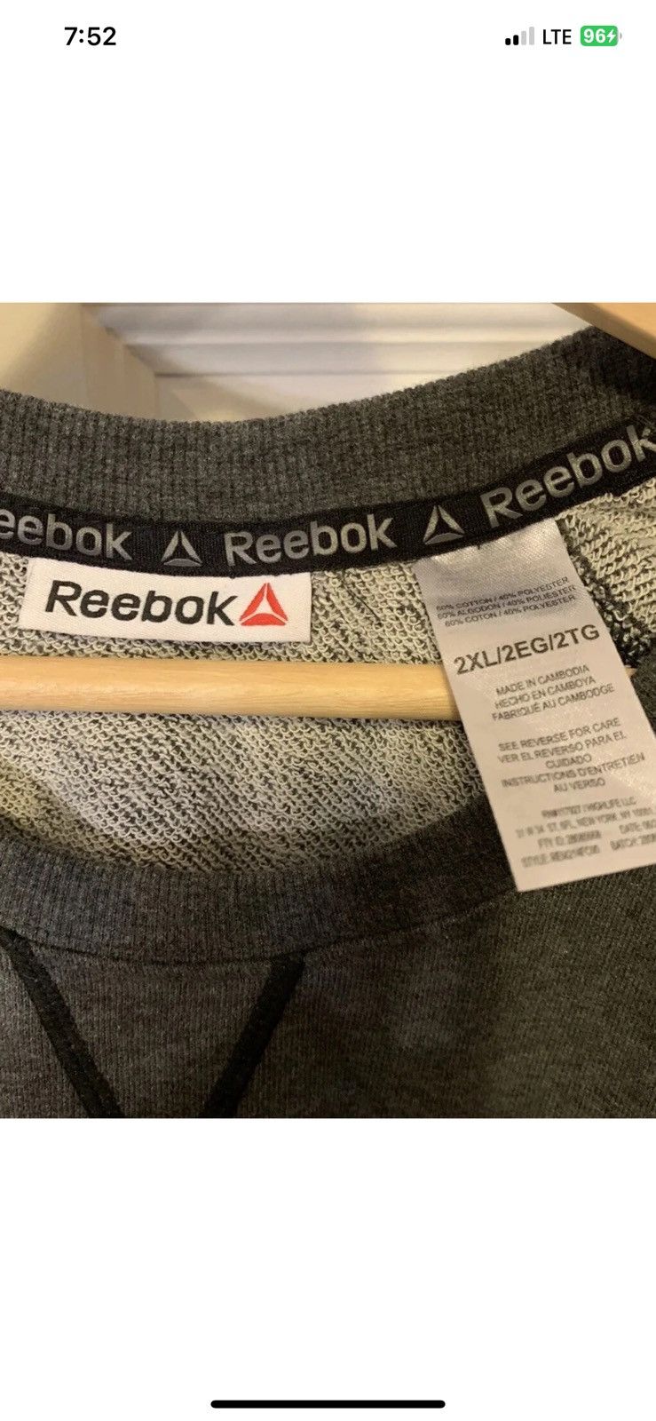 Reebok Reebok mens sz XXL crew cruise control crew sweatshirt gray Size US XXL / EU 58 / 5 - 2 Thumbnail