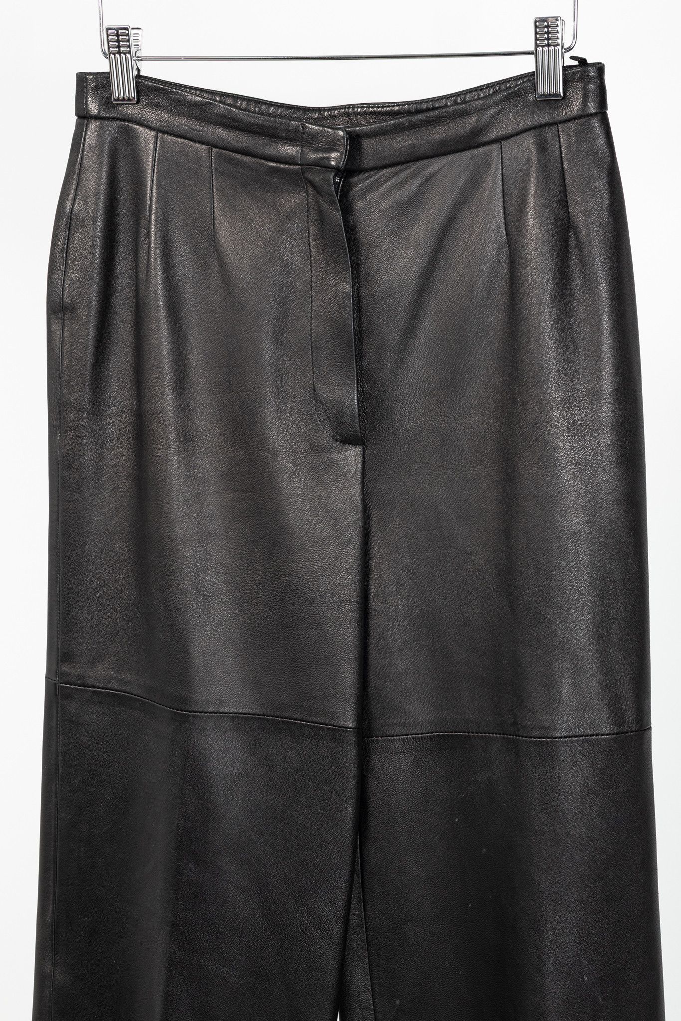 Max Mara Max Mara Black Leather Straight-Leg Pants Size 30" / US 8 / IT 44 - 3 Thumbnail