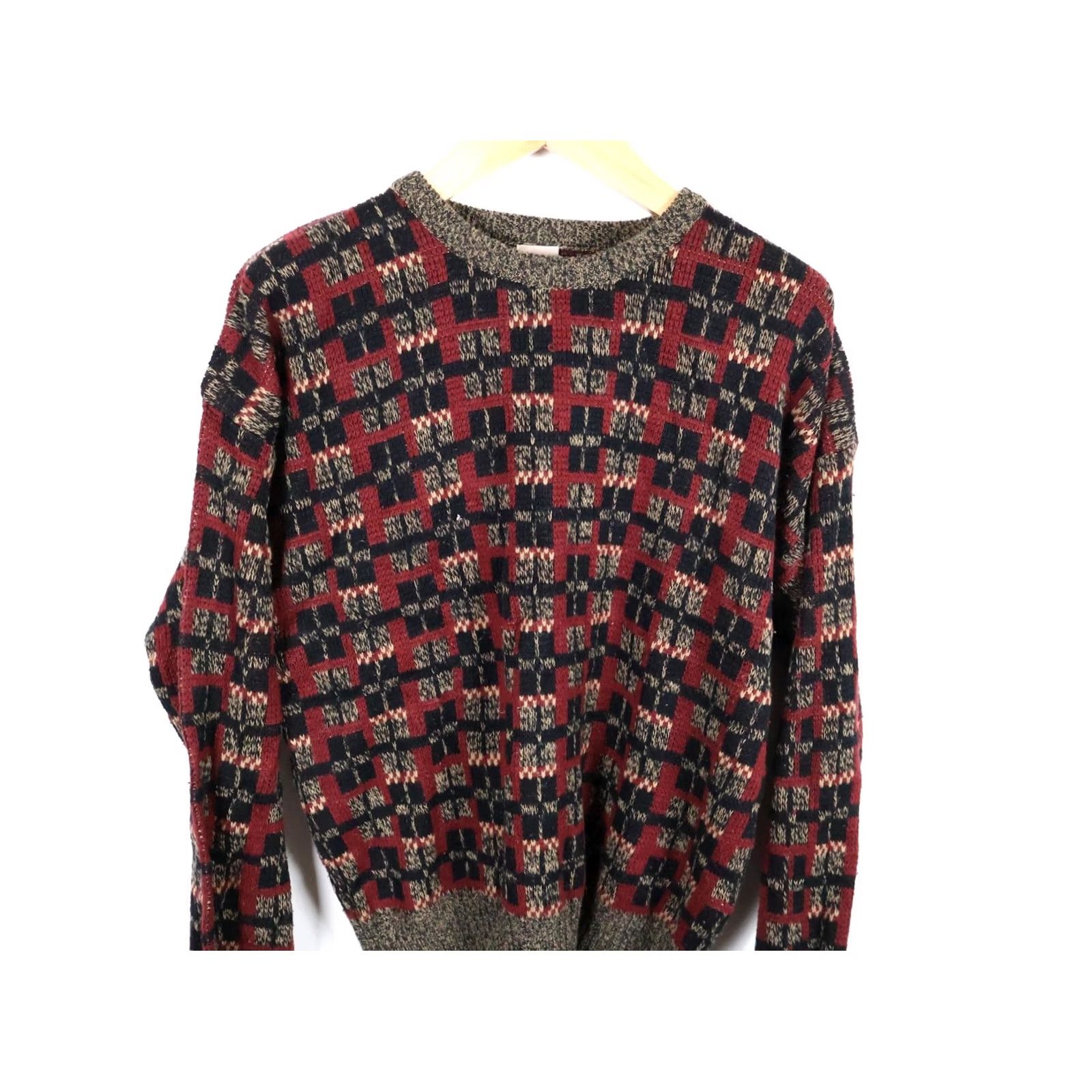 Vintage VINTAGE Windridge 90s Plaid Sweater Mens XL Red Gray Lightweight Knit Crew Neck Pullover Casual Size US XL / EU 56 / 4 - 4 Thumbnail