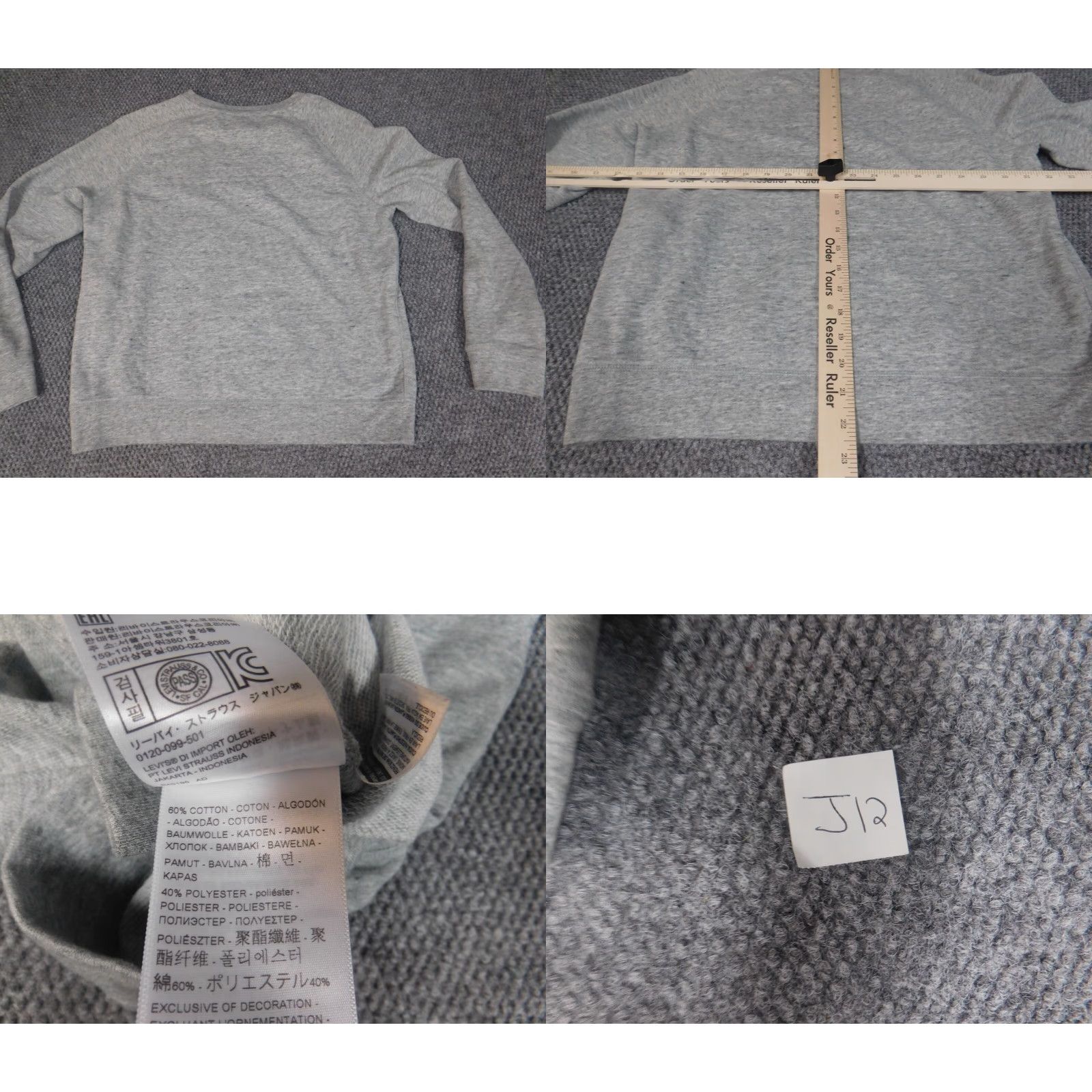 Levi's Levi's Womens Sweater L Gray Pullover Crewneck Logo Knit Cotton Polyester Raglan Long Sleeve Classic Vintage? Size L / US 10 / IT 46 - 8 Thumbnail