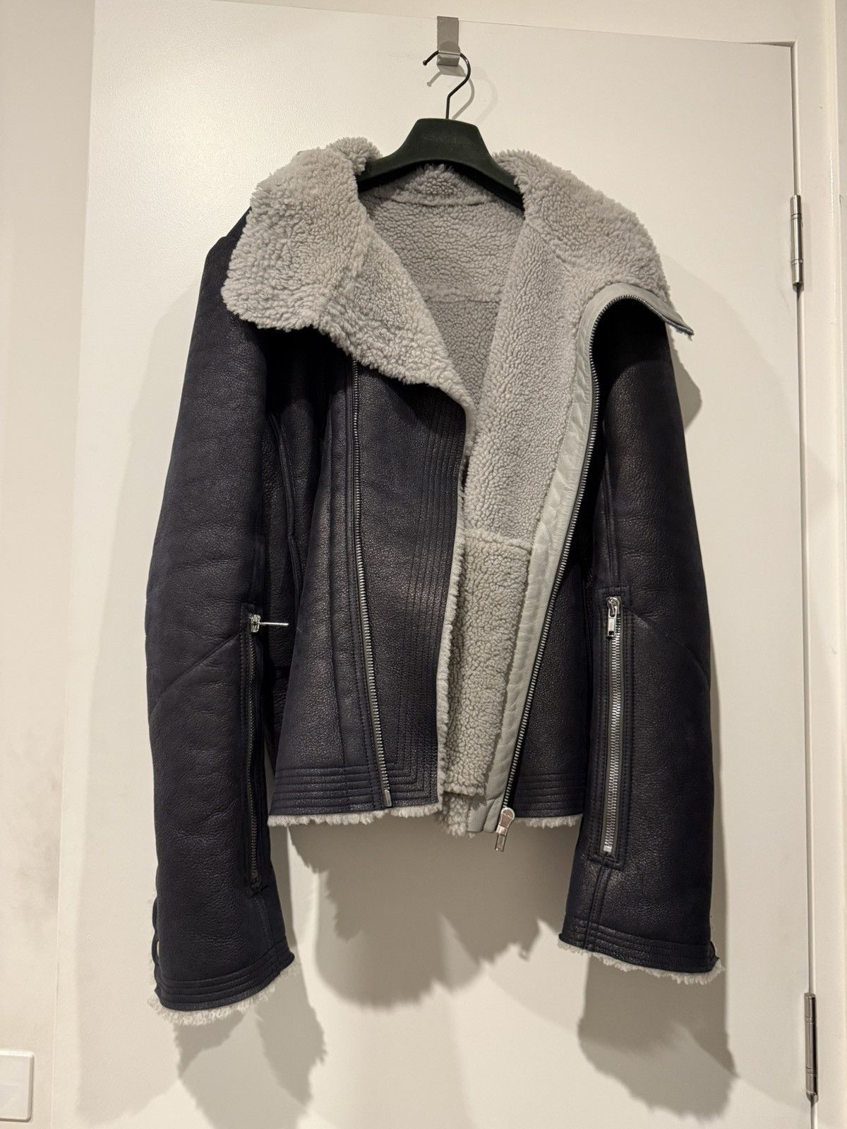 Rick Owens Shearling Bauhaus Leather Jacket Strobe F/W22 Size US L / EU 52-54 / 3 - 3 Thumbnail