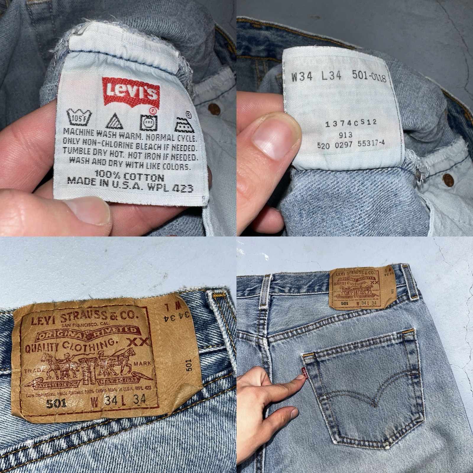 Levi's VINTAGE Levi's 501 Jeans Straight 90s 34x34 Light Blue Denim Men 34 Regular Master(Note: This line seems off). Size US 34 / EU 50 - 9 Thumbnail