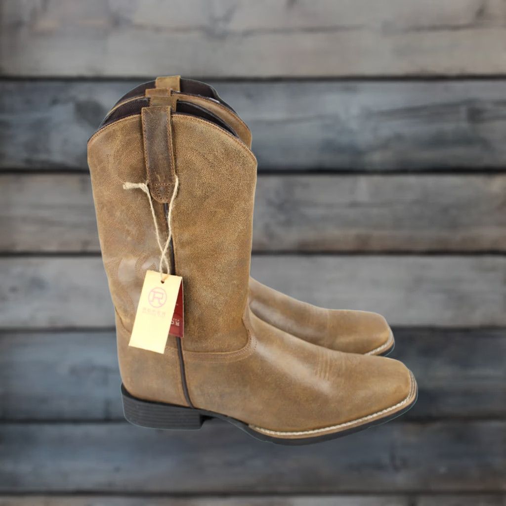 Roper Roper Men's Monterey Crazy Horse Leather Boots Square Toe 12 EE Tan Size US 12 / EU 45 - 1 Thumbnail