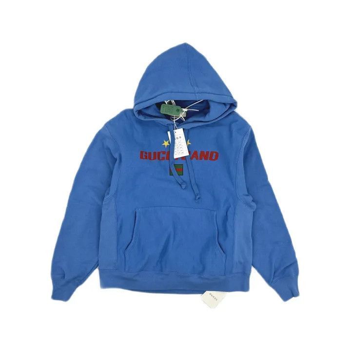 Gucci Logo Gucci Band Blue Hoodie Gucci Gucci Band Logo Hoodie For