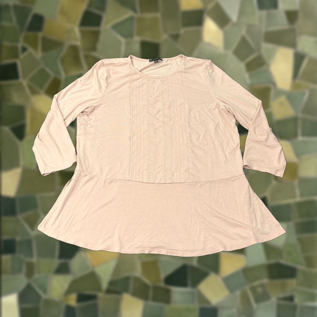 Adrianna Papell Adrianna Papell Shirt Womens Large Pink Tunic Top 3/4 Sleeve Lace Trim Size L / US 10 / IT 46 - 1 Thumbnail