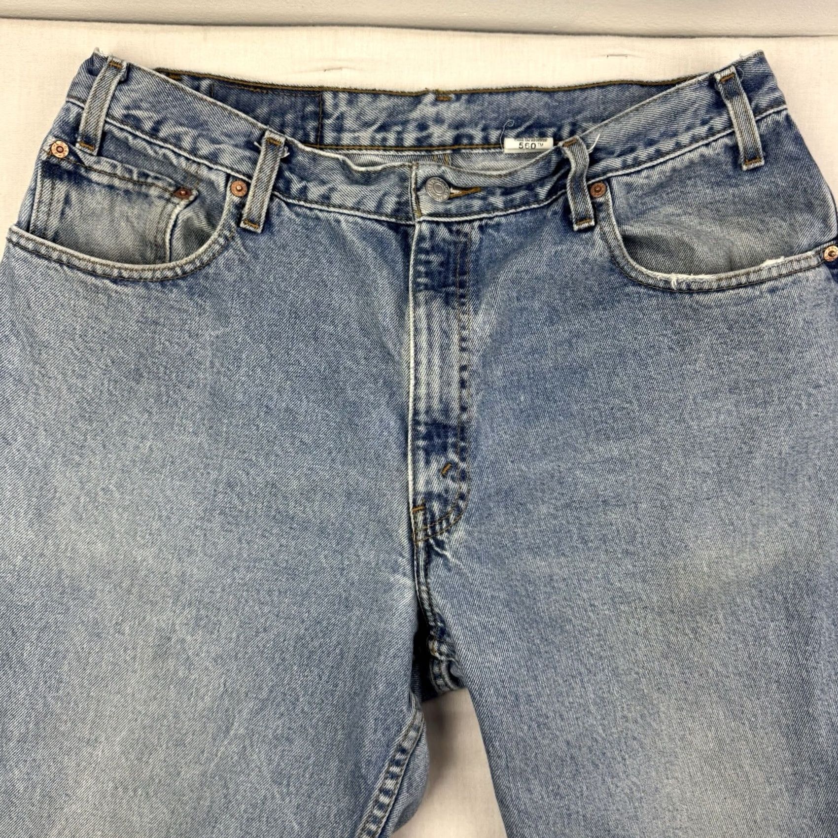 Levi's VINTAGE Levis 560 Loose Tapered Pants Adult 36x30 Blue 90s American Red Tab Mens Hipster Size US 36 / EU 52 - 2 Thumbnail