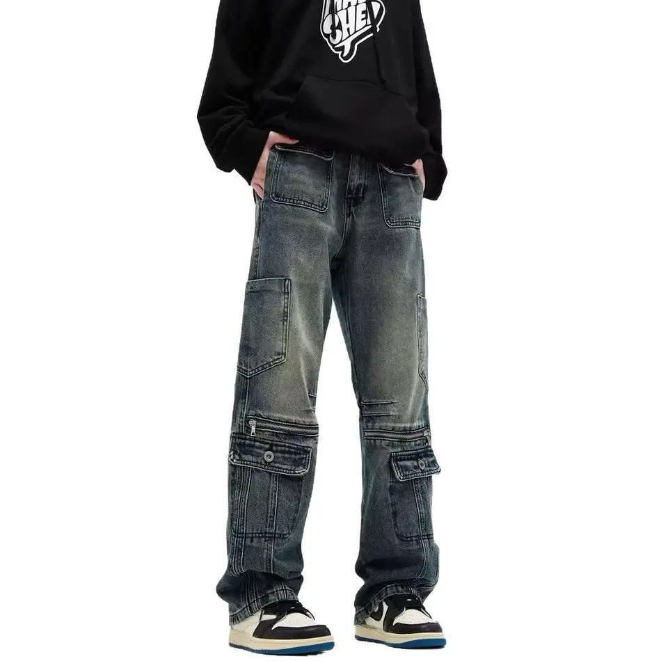Japanese Brand Retro washed casual pocket straight leg jeans Size US 32 / EU 48 - 5 Thumbnail