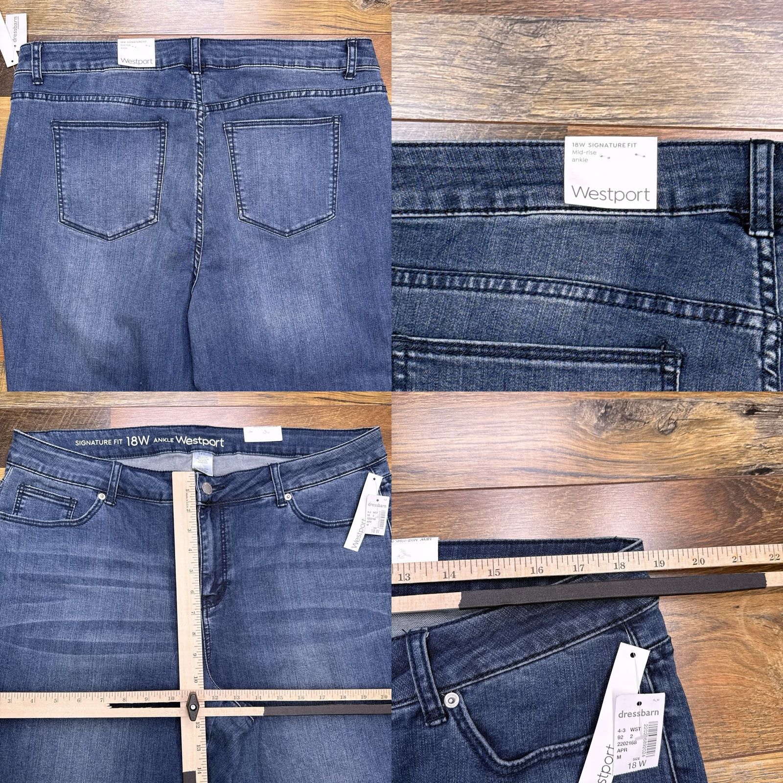Vintage Westport Mid Rise Ankle Jeans Womens 18W Signature Fit New Size 40" / US 18 - 8 Thumbnail