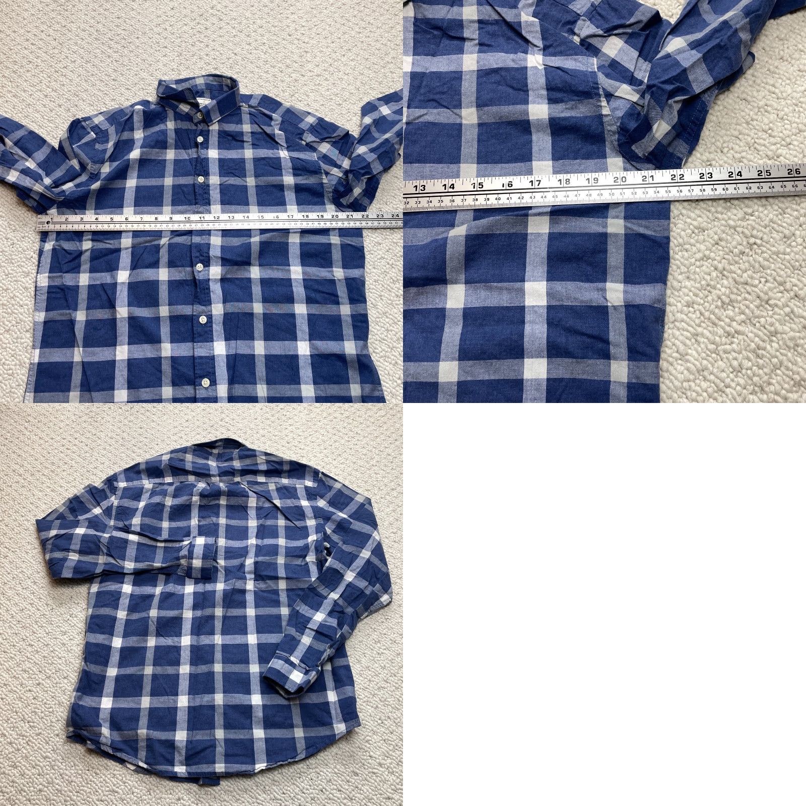 Vintage Frank + Oak Rue St. Viateur Button Up Shirt Mens Large Blue Plaid Long sleeve Size US L / EU 52-54 / 3 - 8 Thumbnail