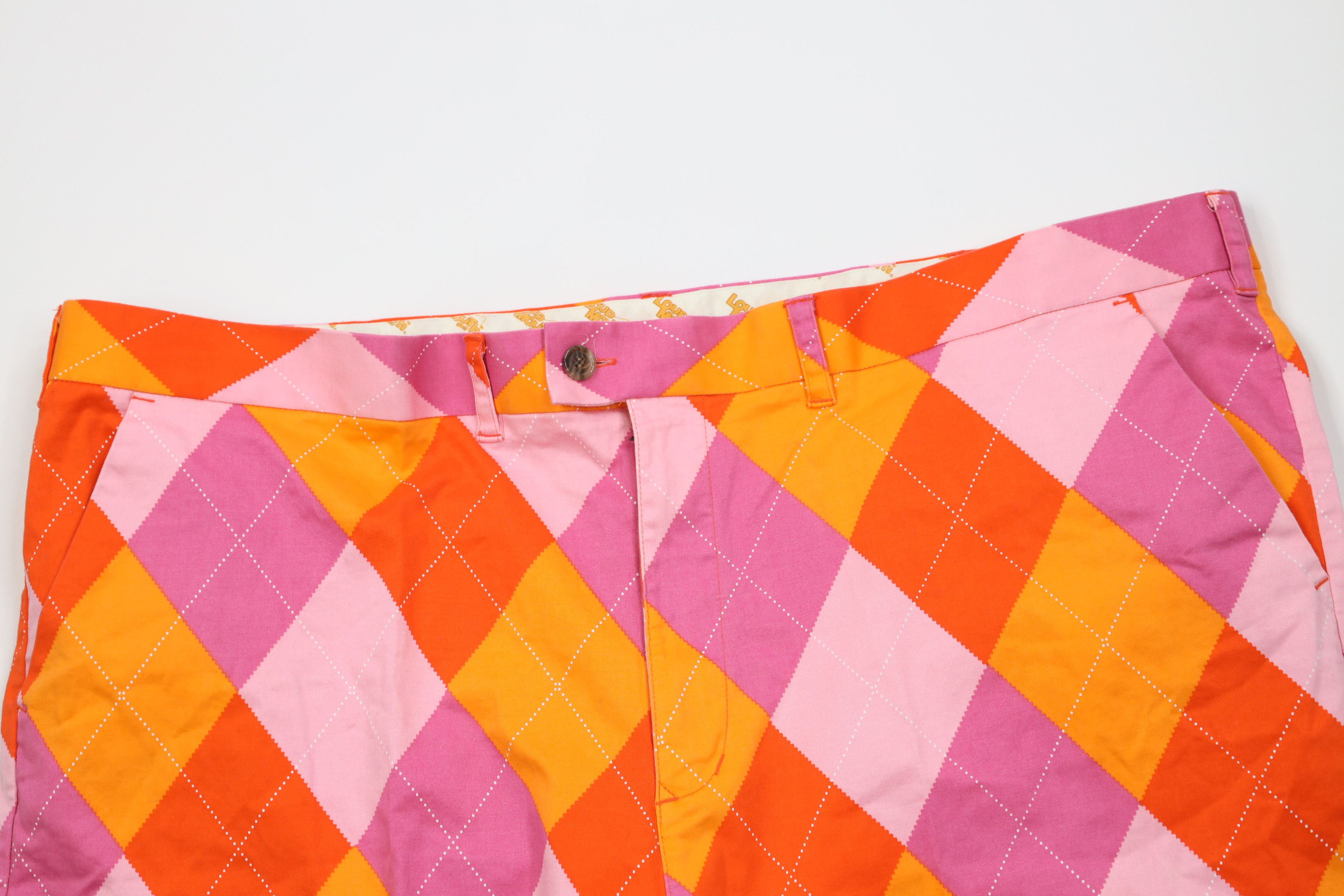 Vintage Loudmouth Golf Pastel Argyle Diamond John Daly Chino Shorts Size US 44 / EU 60 - 2 Thumbnail