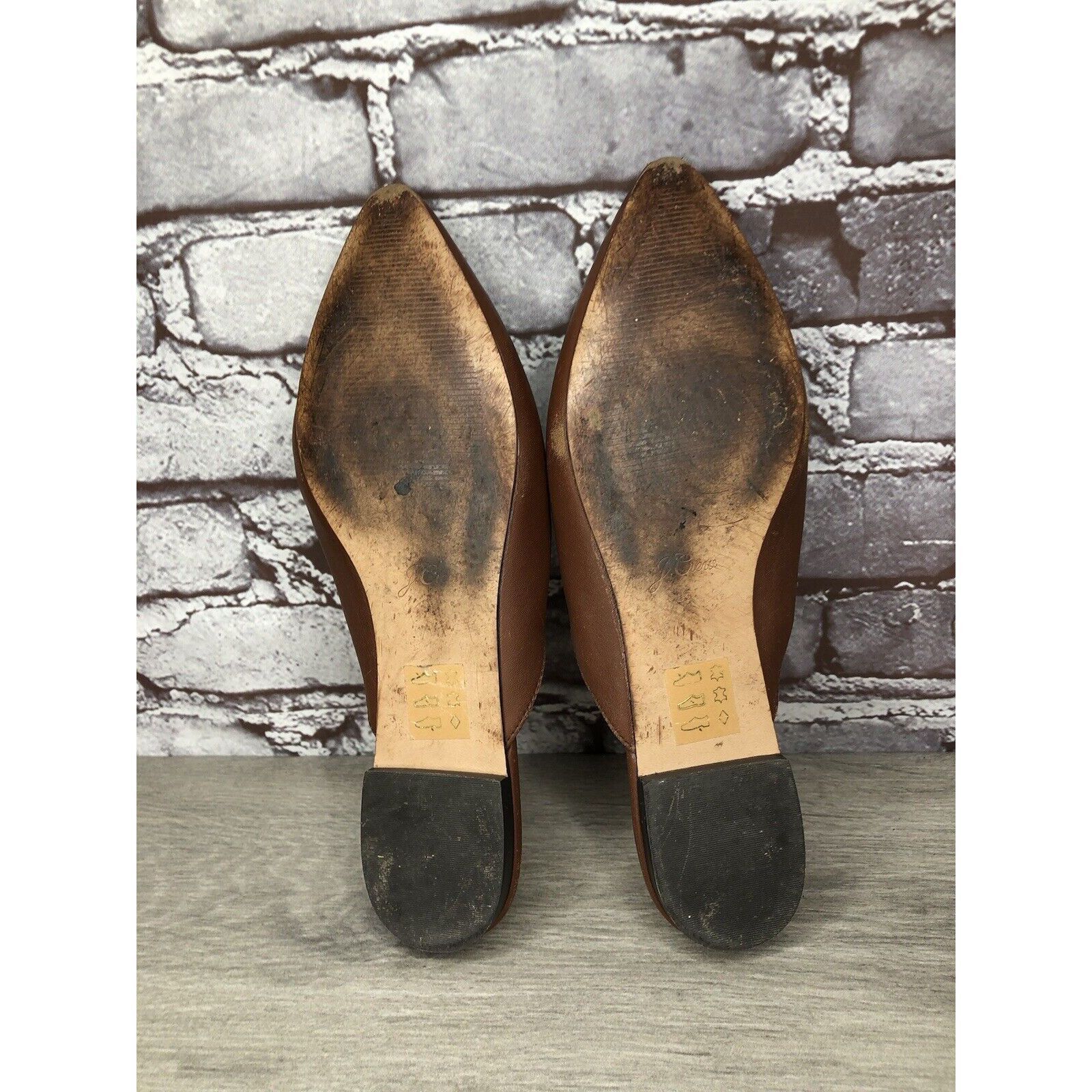 Other J Crew Brown Leather Pointed Toe Slip On Mules Flats Shoes W Size US 8.5 / IT 38.5 - 14 Thumbnail