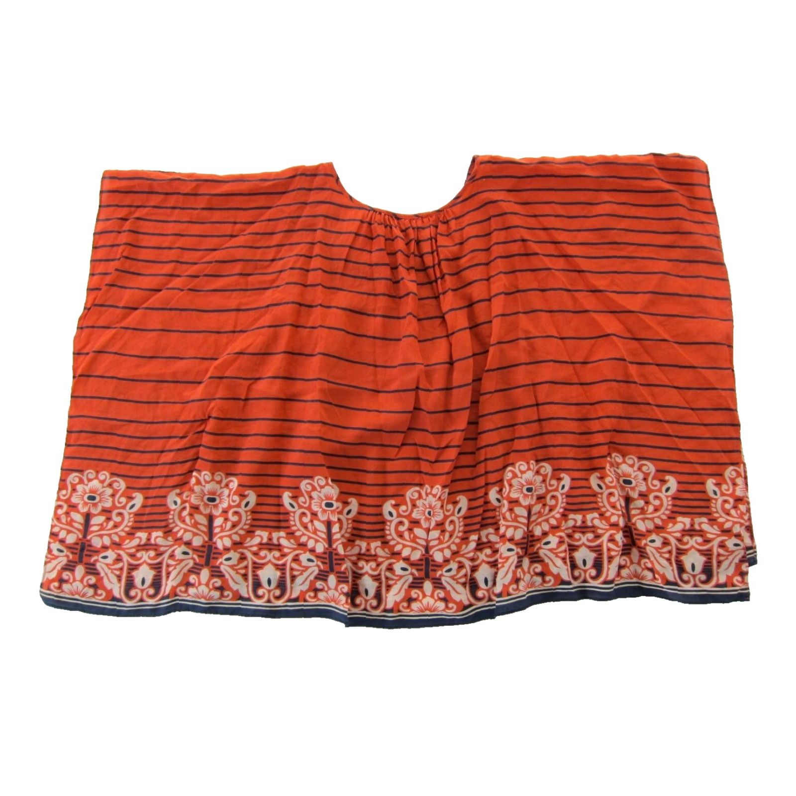 Vintage Edme & Esyllte Blouse Boxy Tunic XS/P Orange Floral Silk 100% Women White? Size XS / US 0-2 / IT 36-38 - 2 Thumbnail
