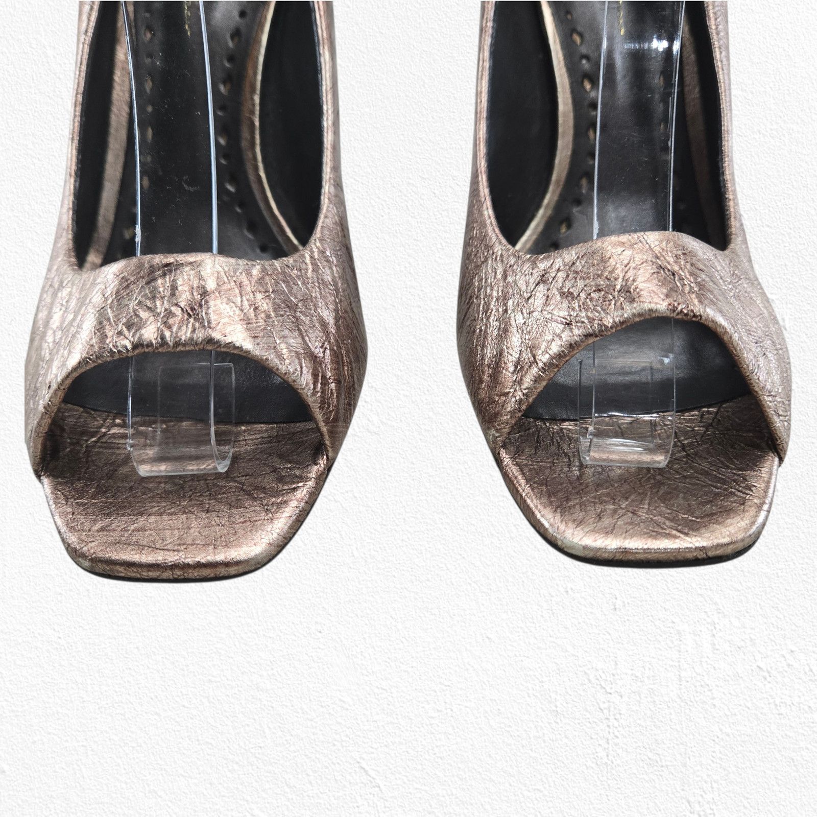 Bcbgmaxazria BCBGeneration Bronze Metallic Peep Toe Stiletto Heels Size 9 Size US 9 / IT 39 - 3 Thumbnail