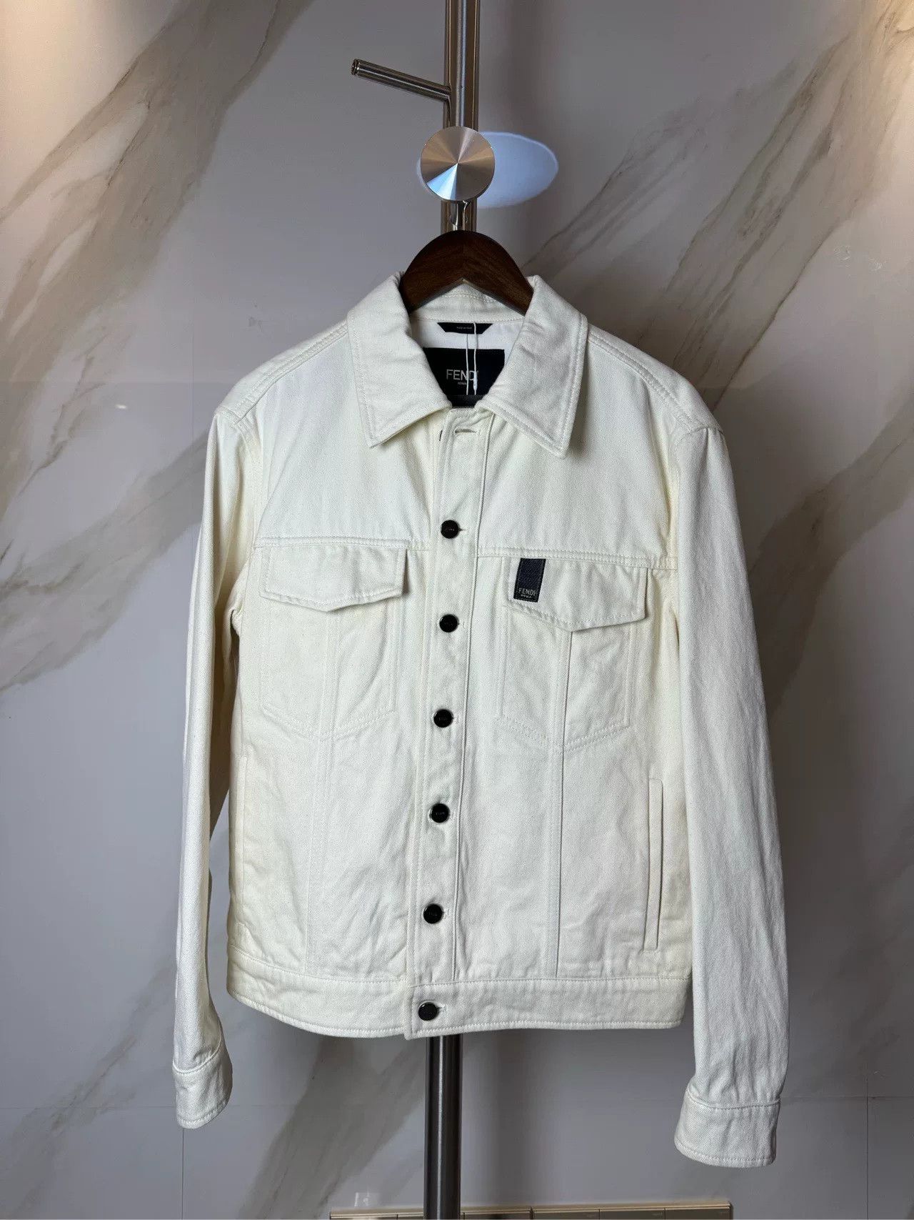 Fendi Fendi White Chest Embroidery Denim Jacket Size US M / EU 48-50 / 2 - 1 Thumbnail