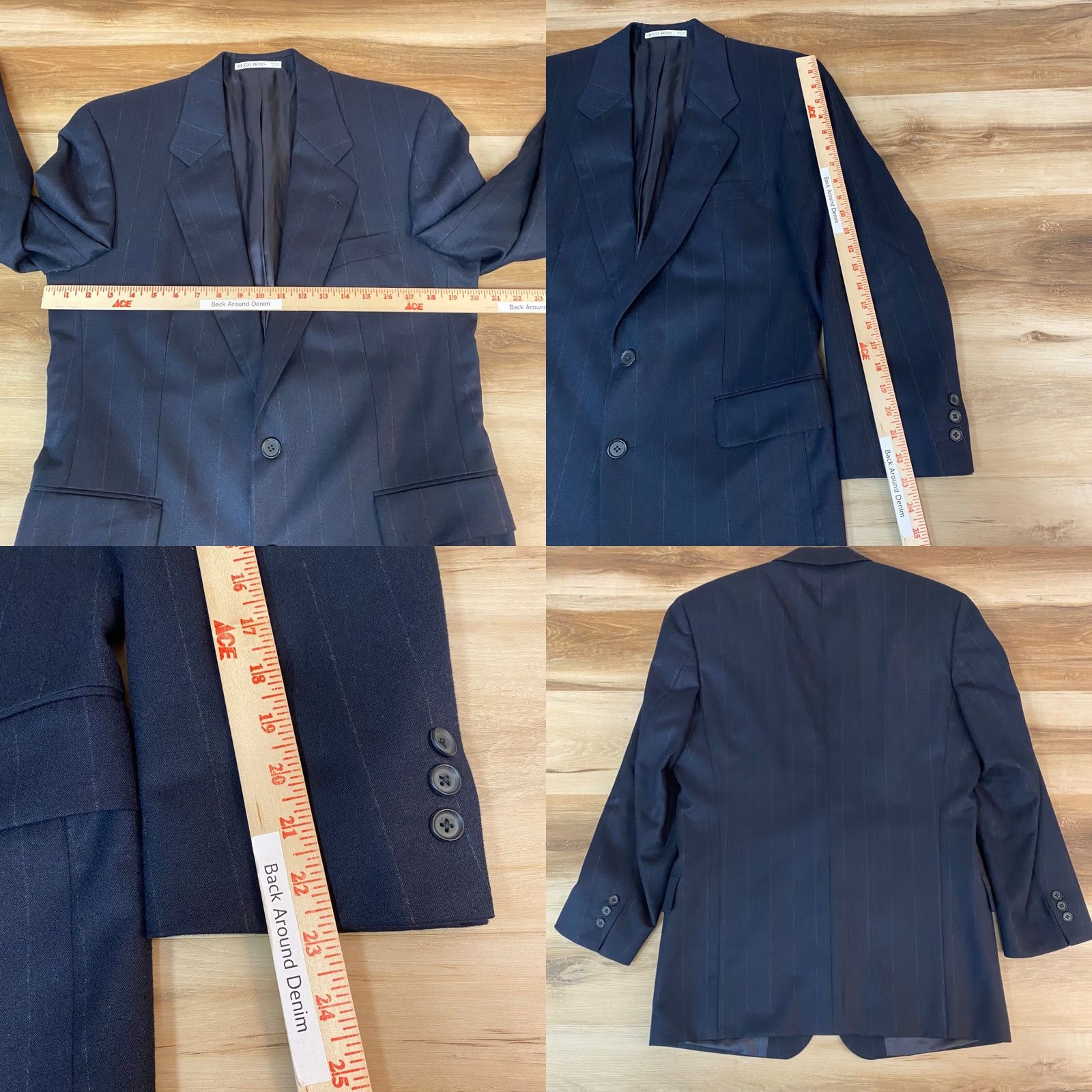 Hugo Boss VINTAGE Hugo Boss Blazer Mens 38R Navy Stripe Wool 2 Button Single-Breasted Notch Lapel Baseball? Size 38R - 8 Thumbnail