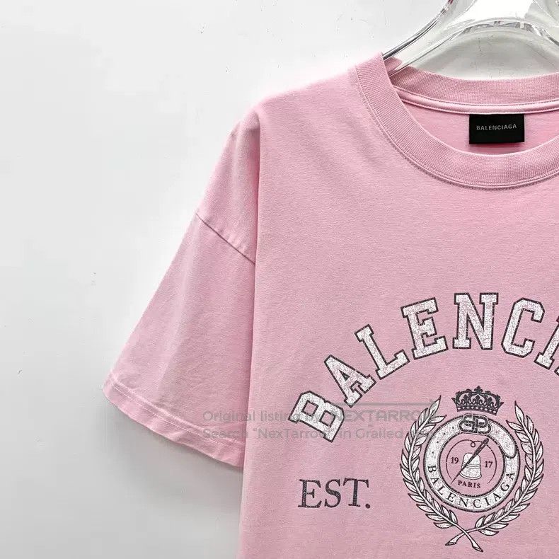 Balenciaga Balenciaga Pink logo letter printed cotton round neck shor Size US S / EU 44-46 / 1 - 3 Thumbnail