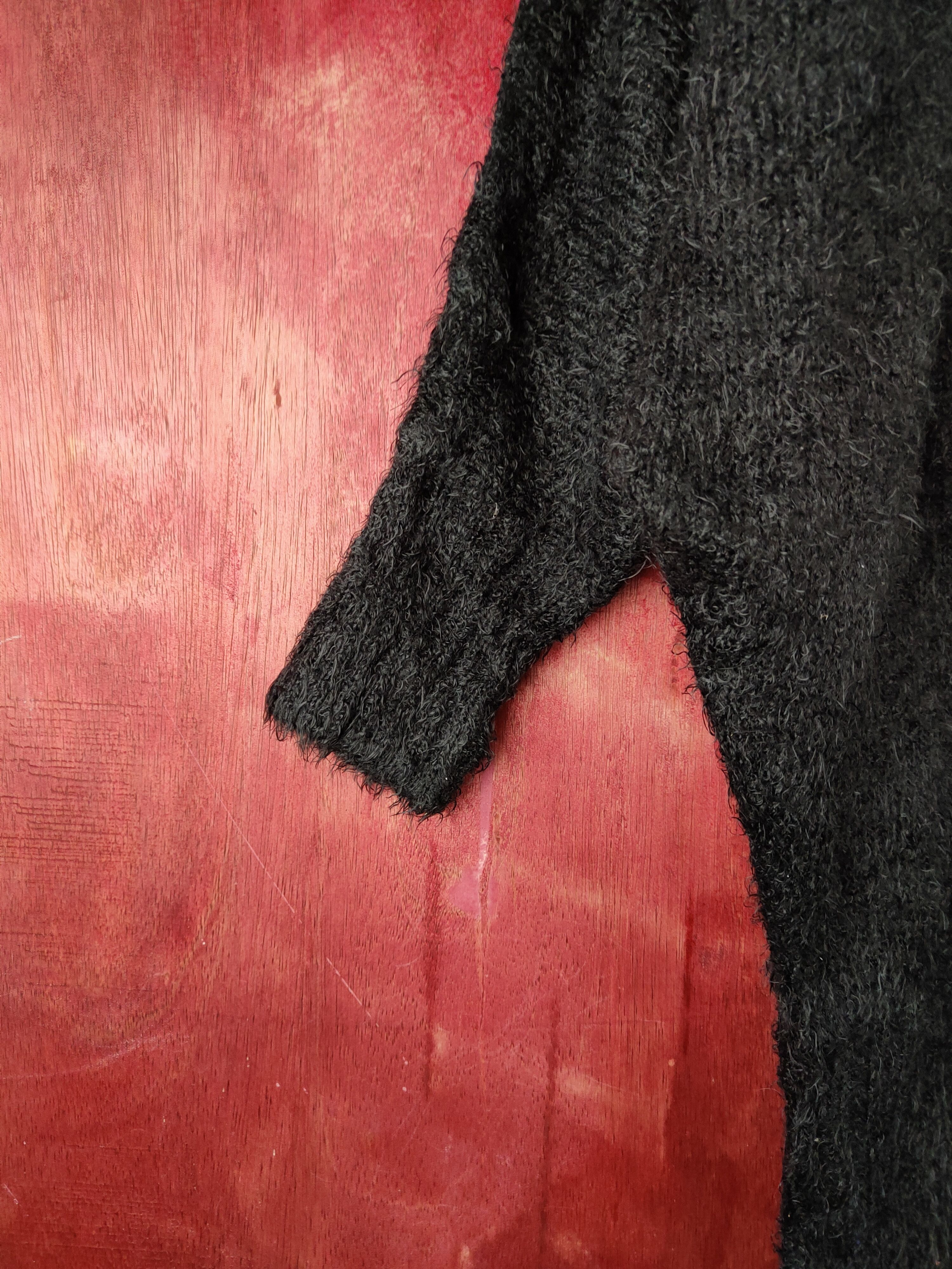 Homespun Knitwear Dialle&Laisenn Black Shag Shaggy Fur Mohair Knitwear #S2193 Size L / US 10 / IT 46 - 4 Thumbnail