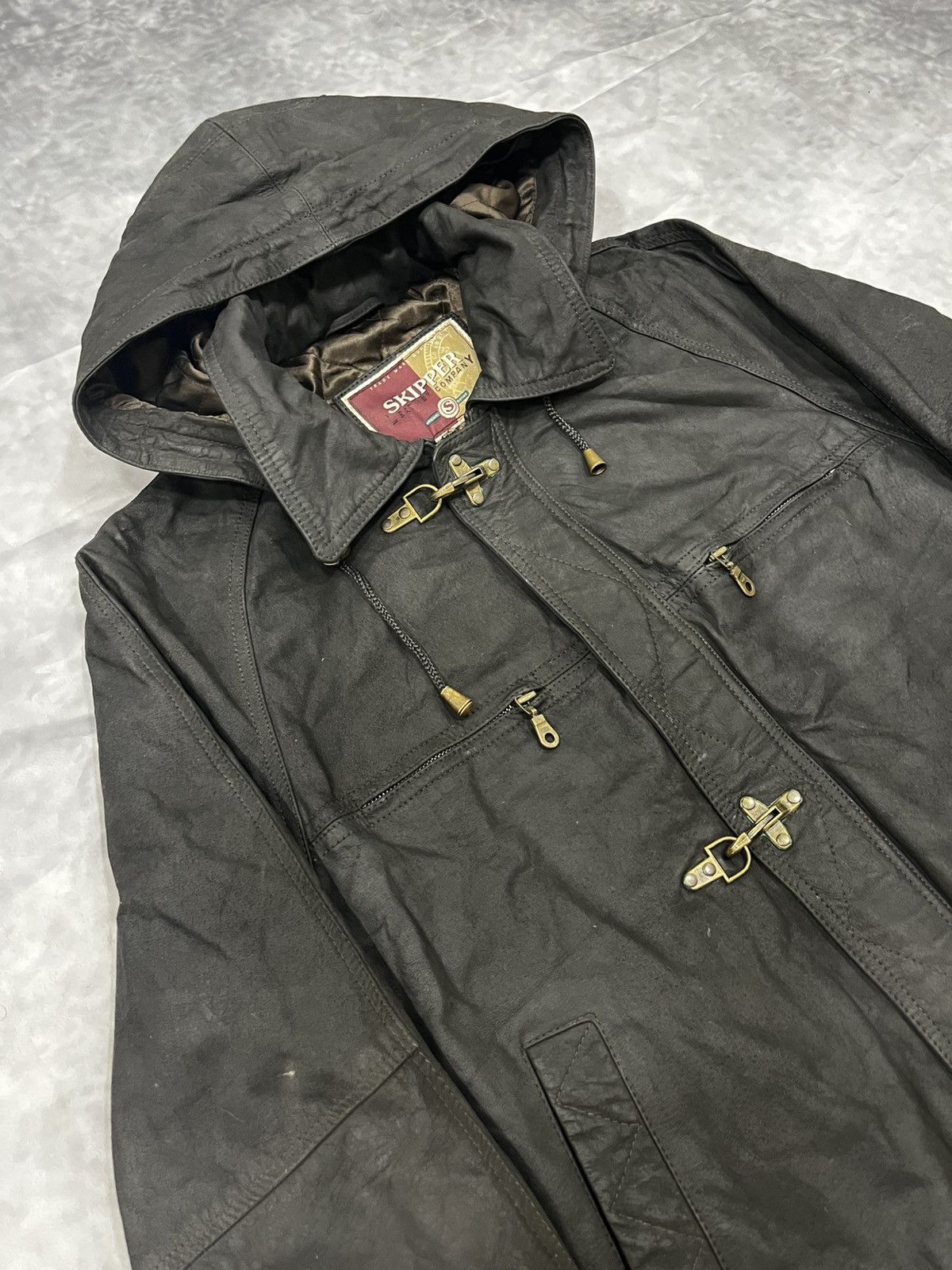 Vintage Skipper Vintage Leather Waxed Metal Lockers Fireman Jacket Size US M / EU 48-50 / 2 - 3 Thumbnail
