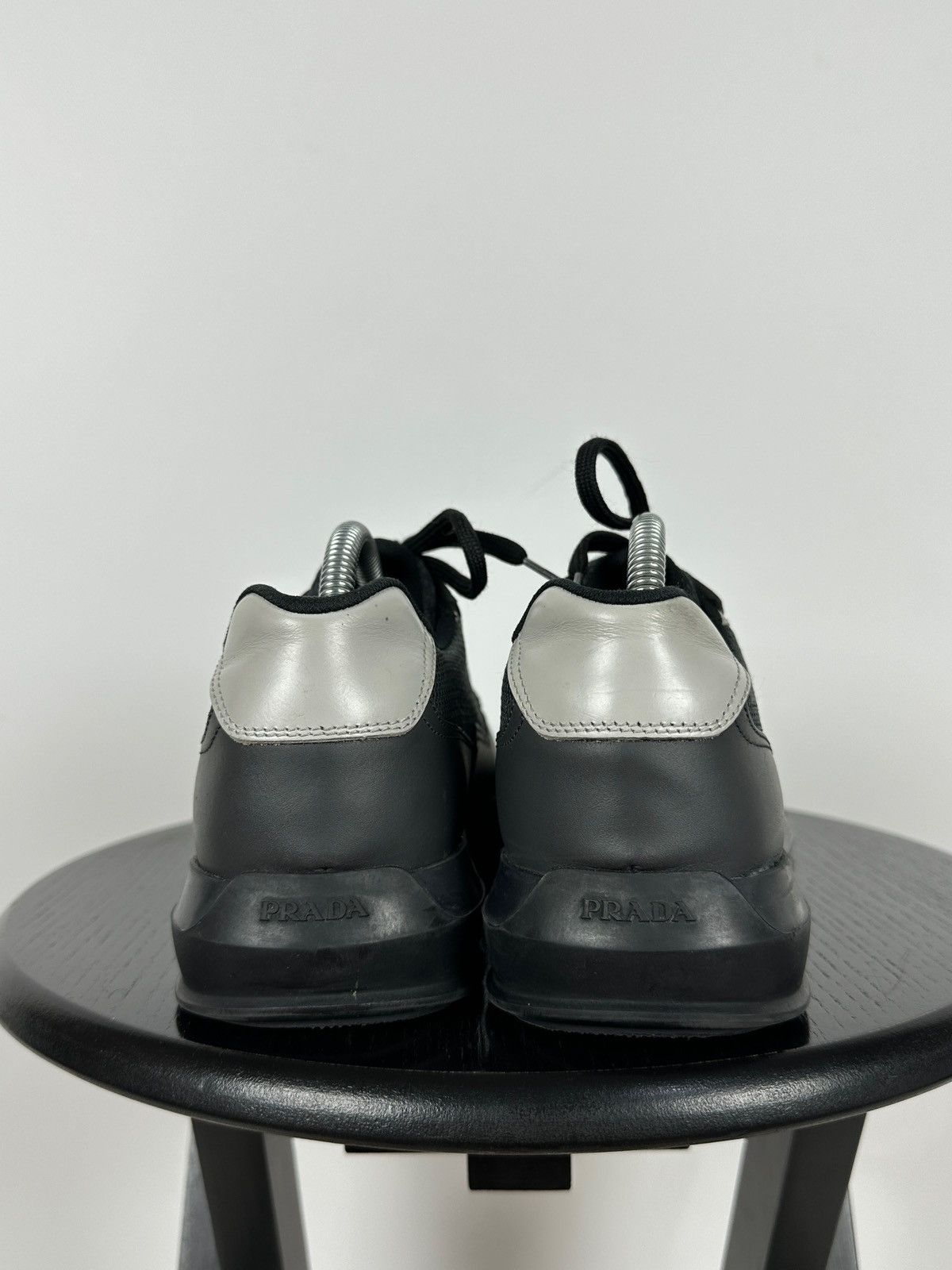 Prada Prada Grey Leather Red Tab Sneakers Size US 6.5 / EU 39-40 - 11 Thumbnail