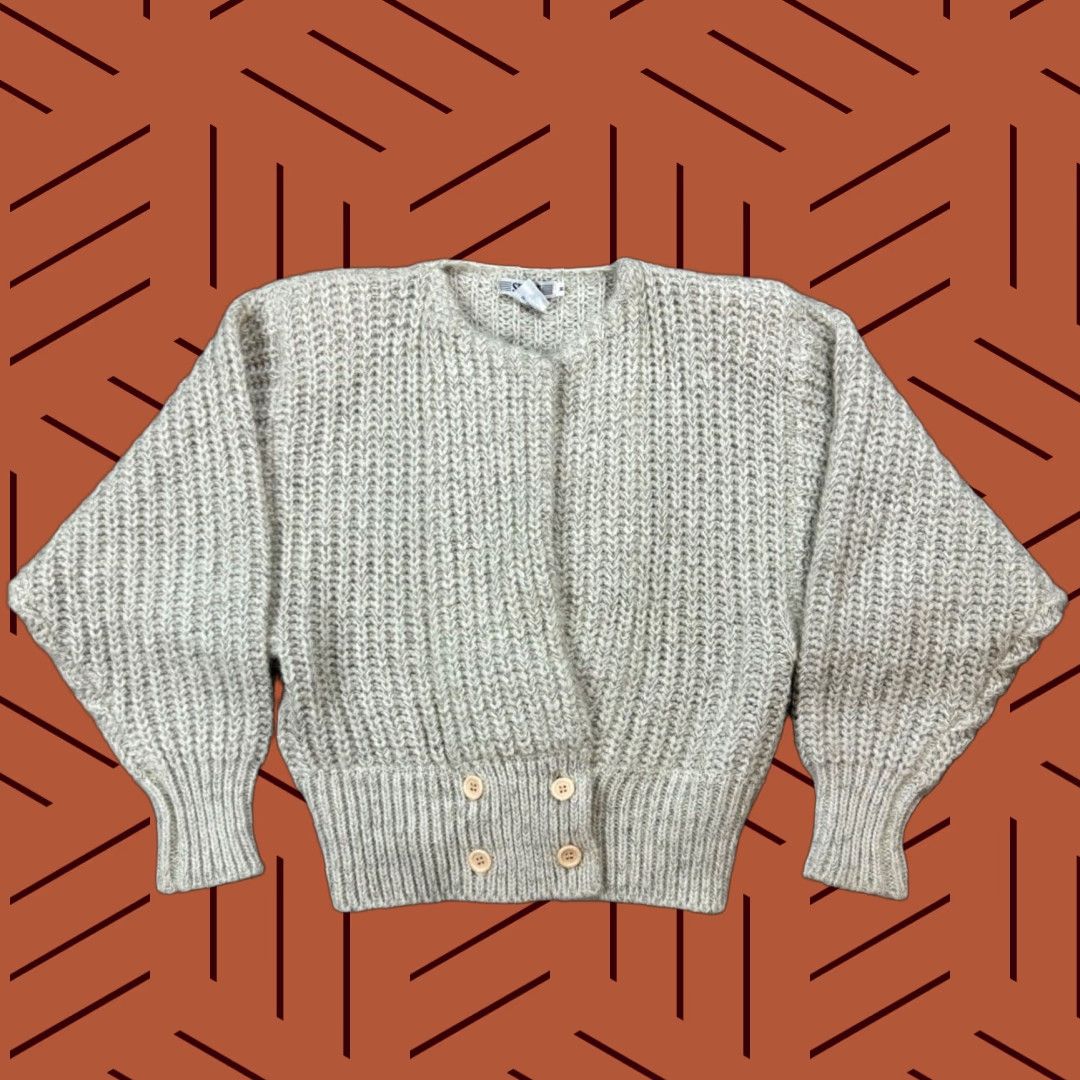 Vintage VINTAGE SEGUE WOMENS KNIT CARDIGAN SWEATER 80s GREY MOHAIR FUZZY LONG SLEEVE MENS Size M / US 6-8 / IT 42-44 - 1 Thumbnail