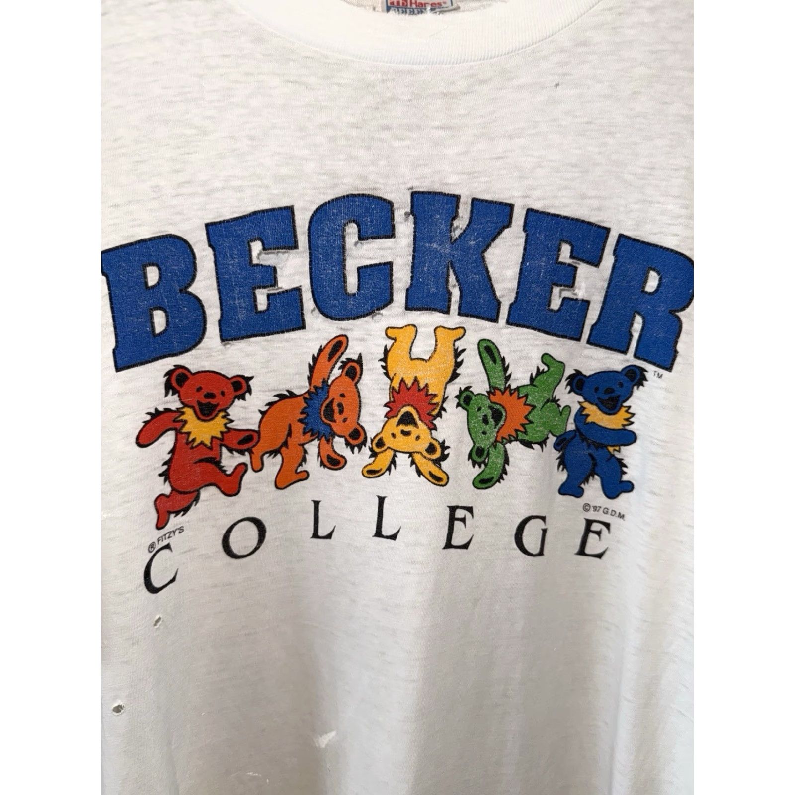 Vintage VINTAGE Grateful Dead Becker College Dancing Bear T Shirt Sz L RARE Men White 1997 L Shirt Animals 90s Mens Size US L / EU 52-54 / 3 - 4 Thumbnail