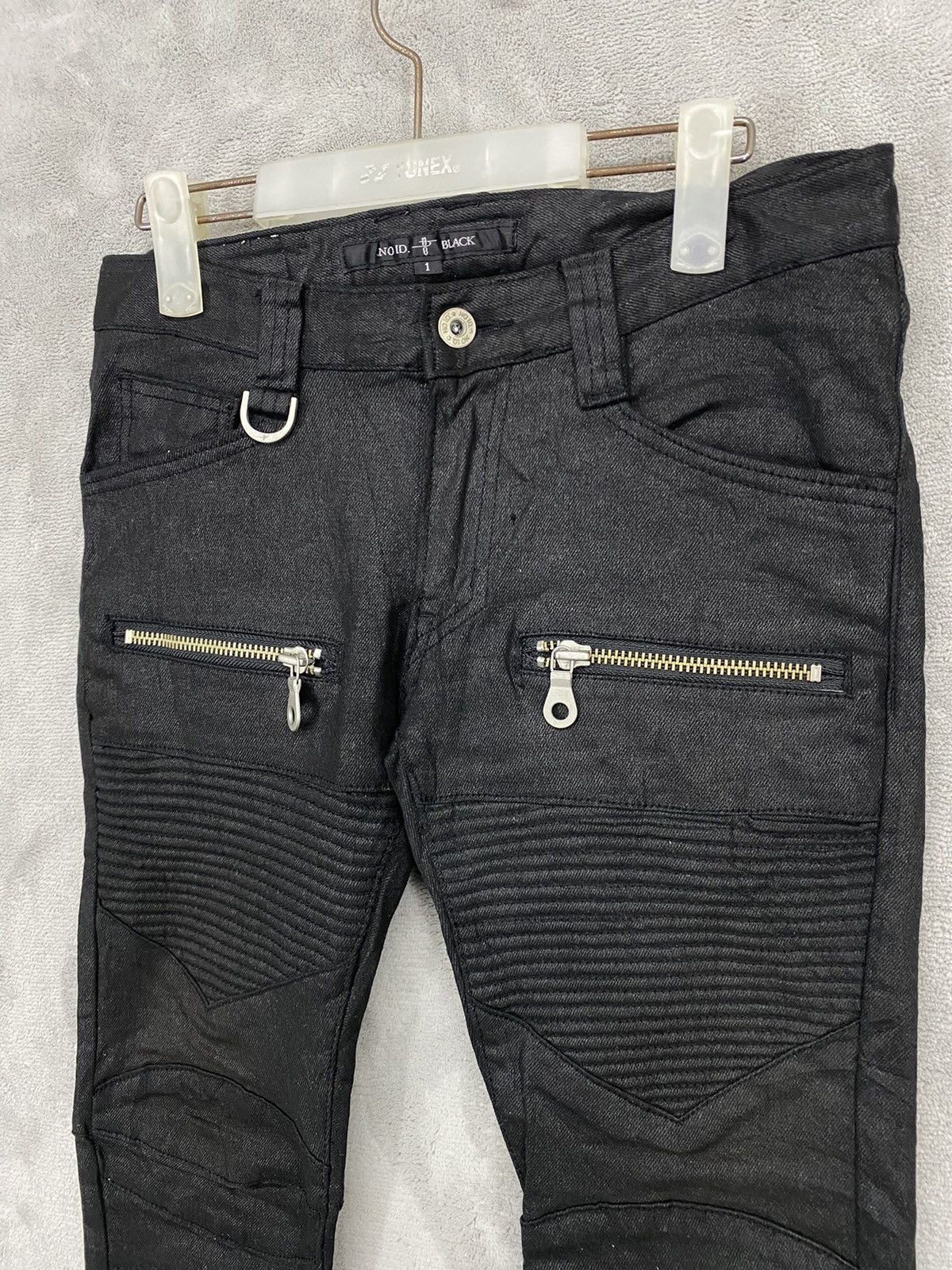 NO ID VINTAGE PUNK 1990s NO ID BLACK WAXED ZIPPER PUNK STYLE🔥 Size US 29 - 3 Thumbnail