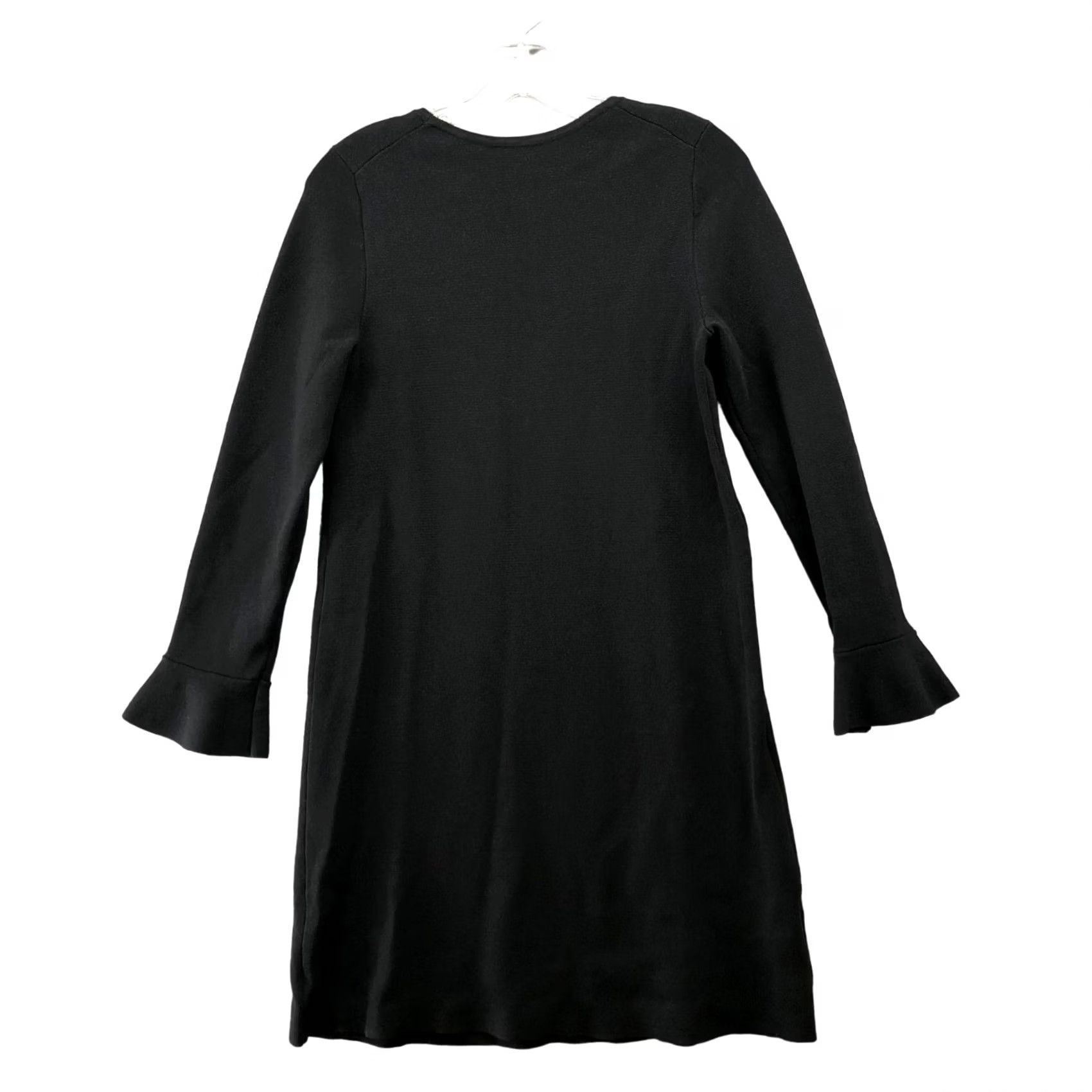 Ann Taylor Ann Taylor Sweater Dress S Black Bell Sleeve Thick Knit Pullover Crewneck Dress Womens Size S / US 4 / IT 40 - 2 Thumbnail