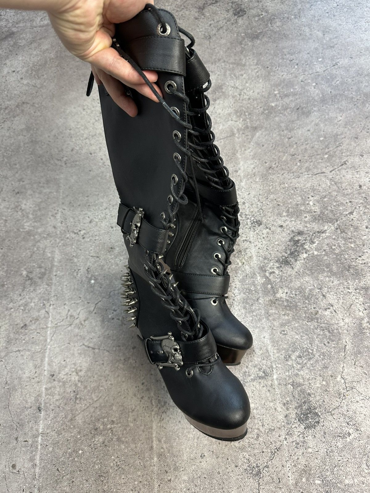 Demonia Cult Vintage Italian AS 98 Rick Owens Style Leather Biker Boots Size US 8 / EU 41 - 4 Thumbnail