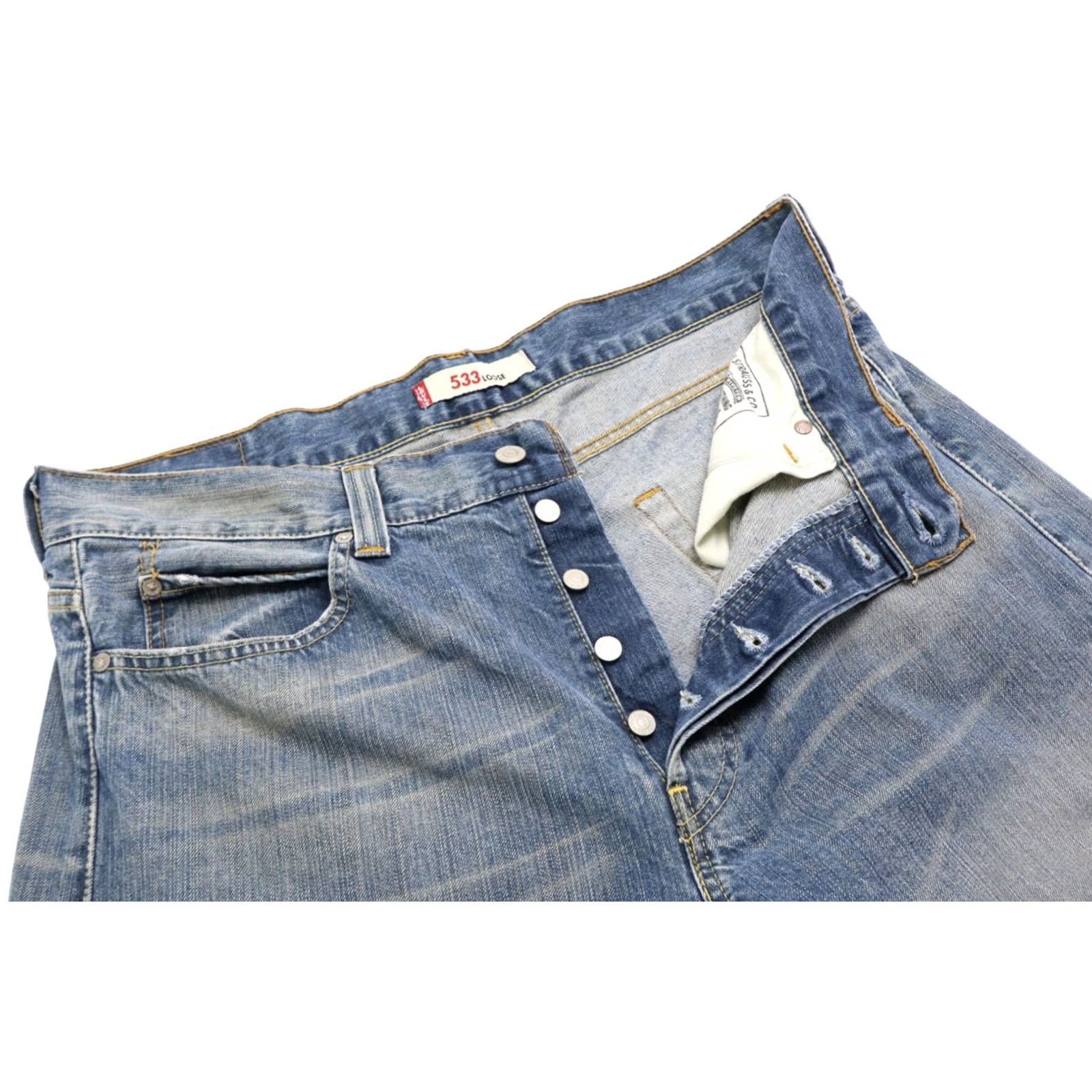 Levi's Levi's 533 Loose Jeans Men's W35/L32 Blue Button Fly Faded Whiskers Size US 35 - 4 Thumbnail
