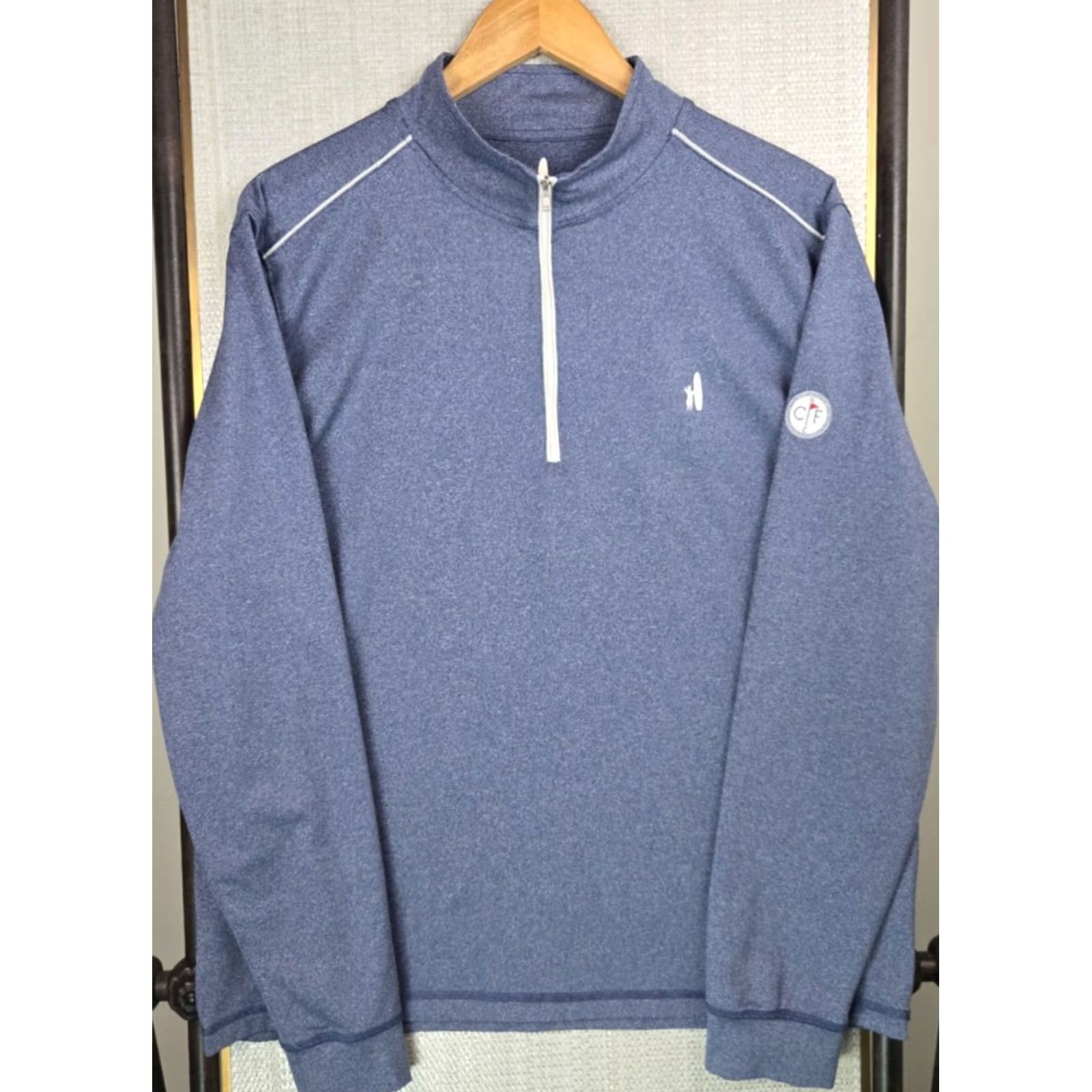 johnnie-O Johnnie-O Men's 1/4 Zip Performance Golf/Casual Pullover Windshirt Blue Space Dye L Mens Size US L / EU 52-54 / 3 - 6 Thumbnail