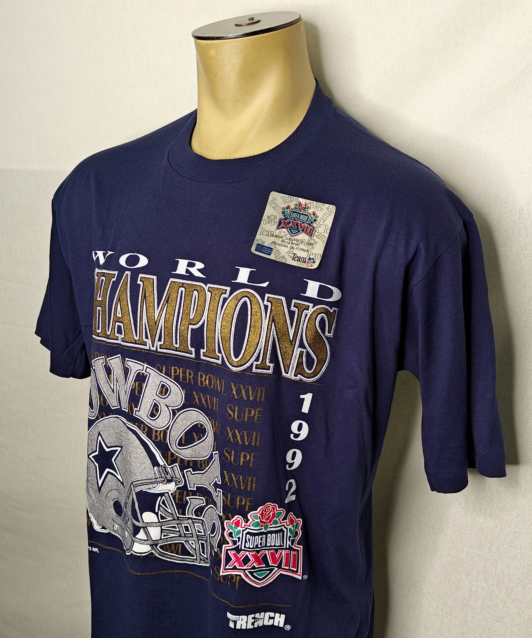 Jerzees NWT Vtg 1992 Dallas Cowboys Super Bowl Champs NFL t-shirt Size US XL / EU 56 / 4 - 2 Thumbnail